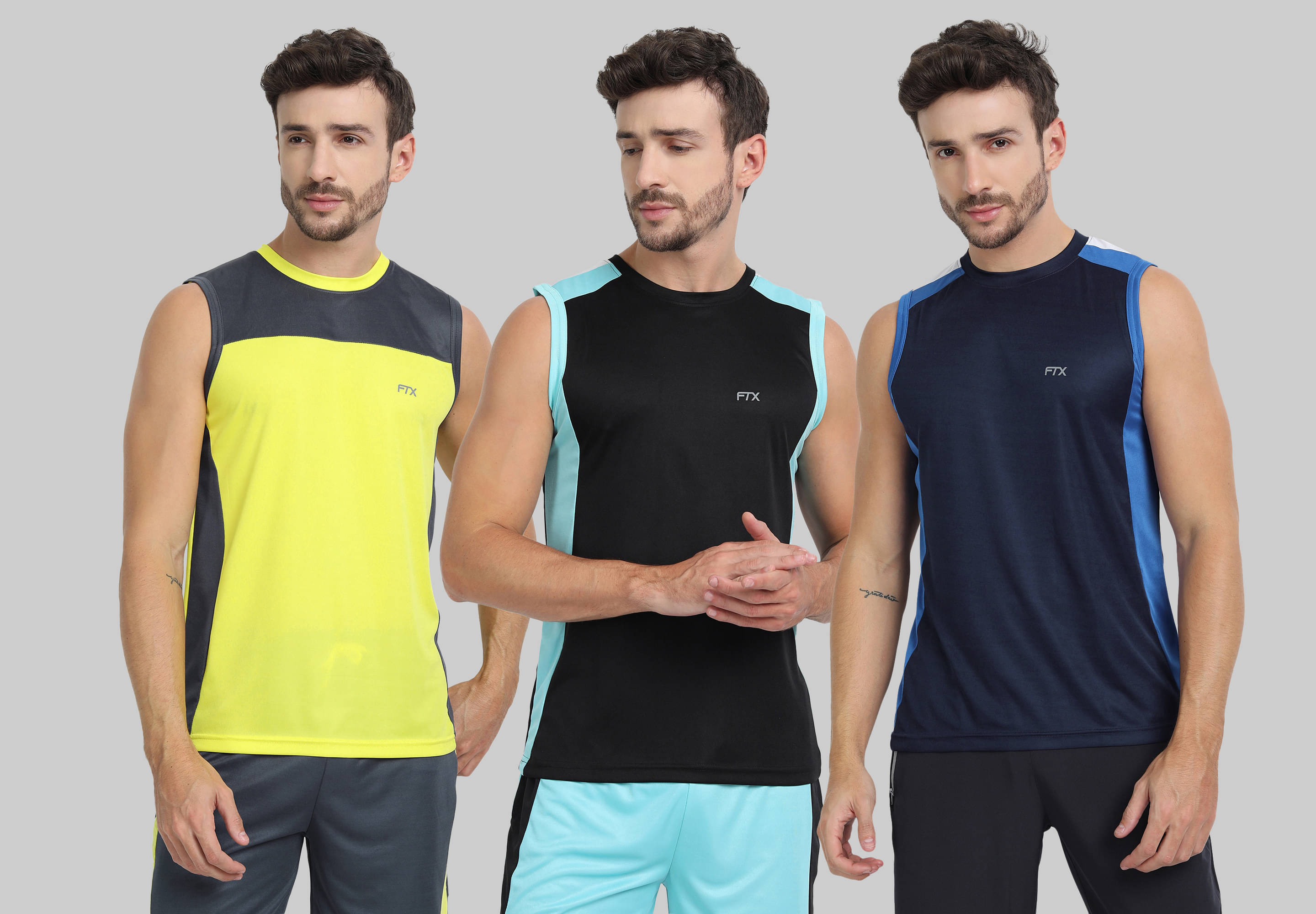     			FTX Pack of 3 Polyester Basic Vest For Men ( Yellow )