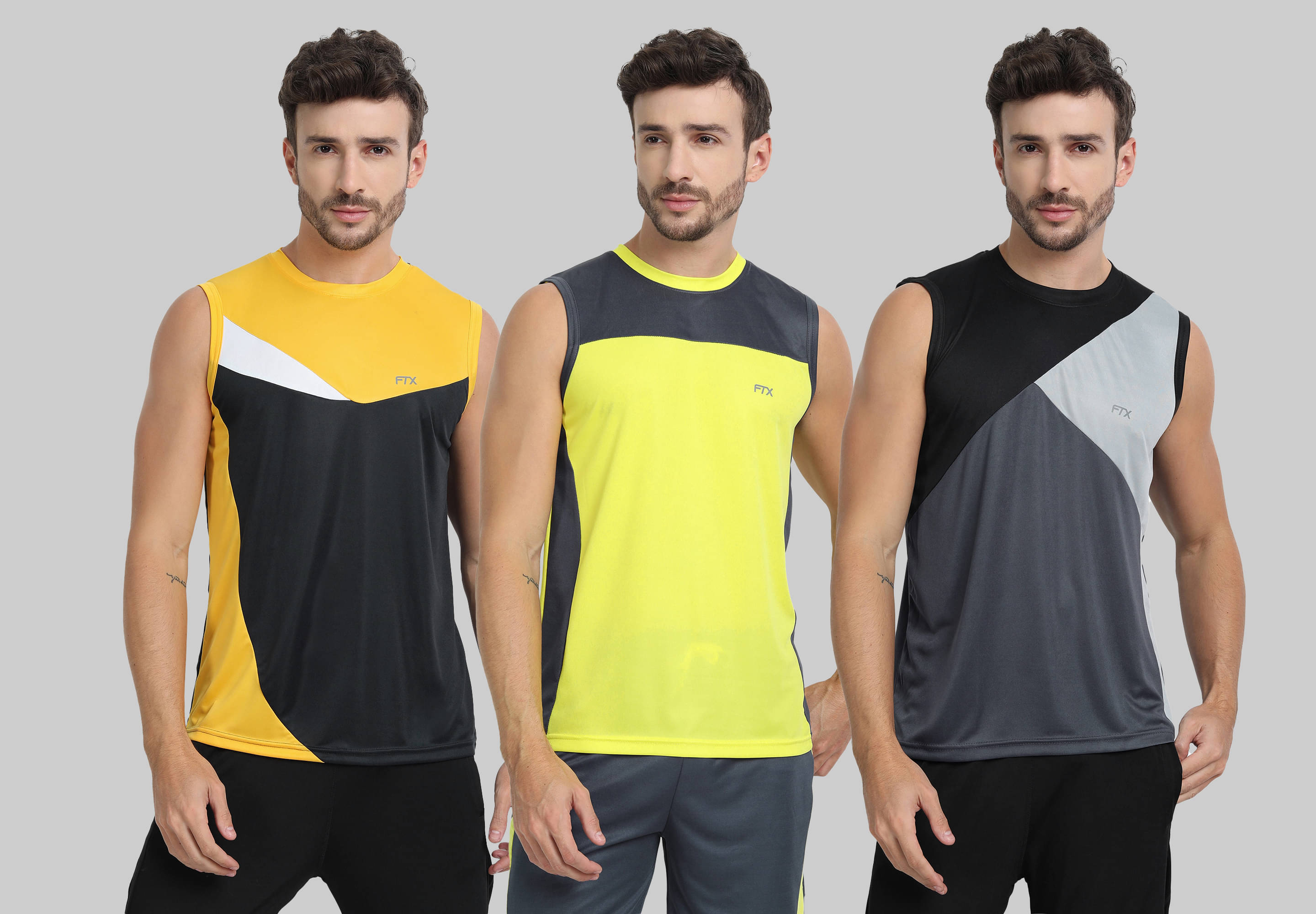 FTX Pack of 3 Polyester Basic Vest For Men ( Dark Grey ) FTX Pack of 3 Polyester Basic Vest For Men ( Dark Grey )
