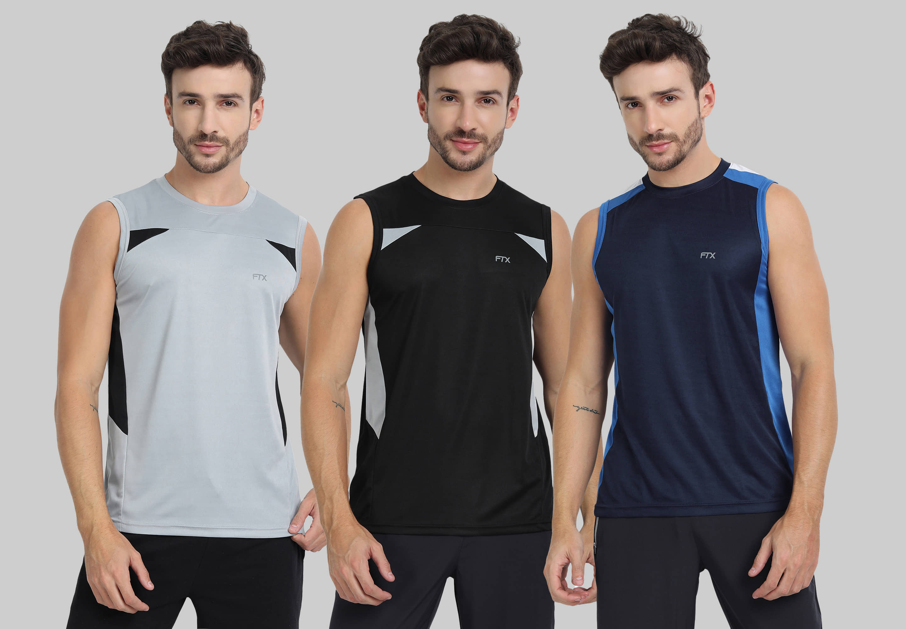 FTX Pack of 3 Polyester Basic Vest For Men ( Navy ) - Nightwear & Loungewear | Buy online on ZillyBuy