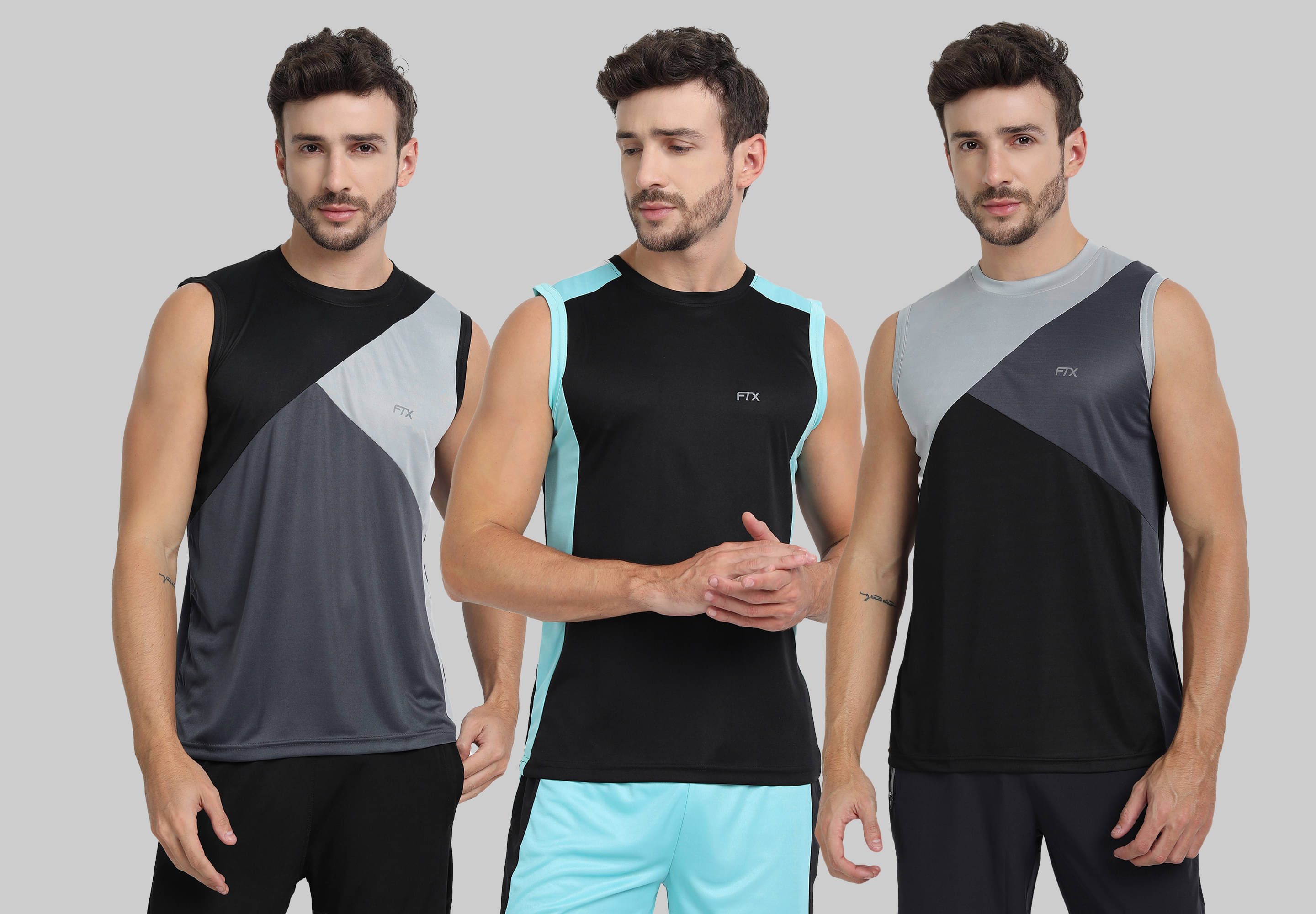 FTX Pack of 3 Polyester Basic Vest For Men ( Black ) FTX Pack of 3 Polyester Basic Vest For Men ( Black )