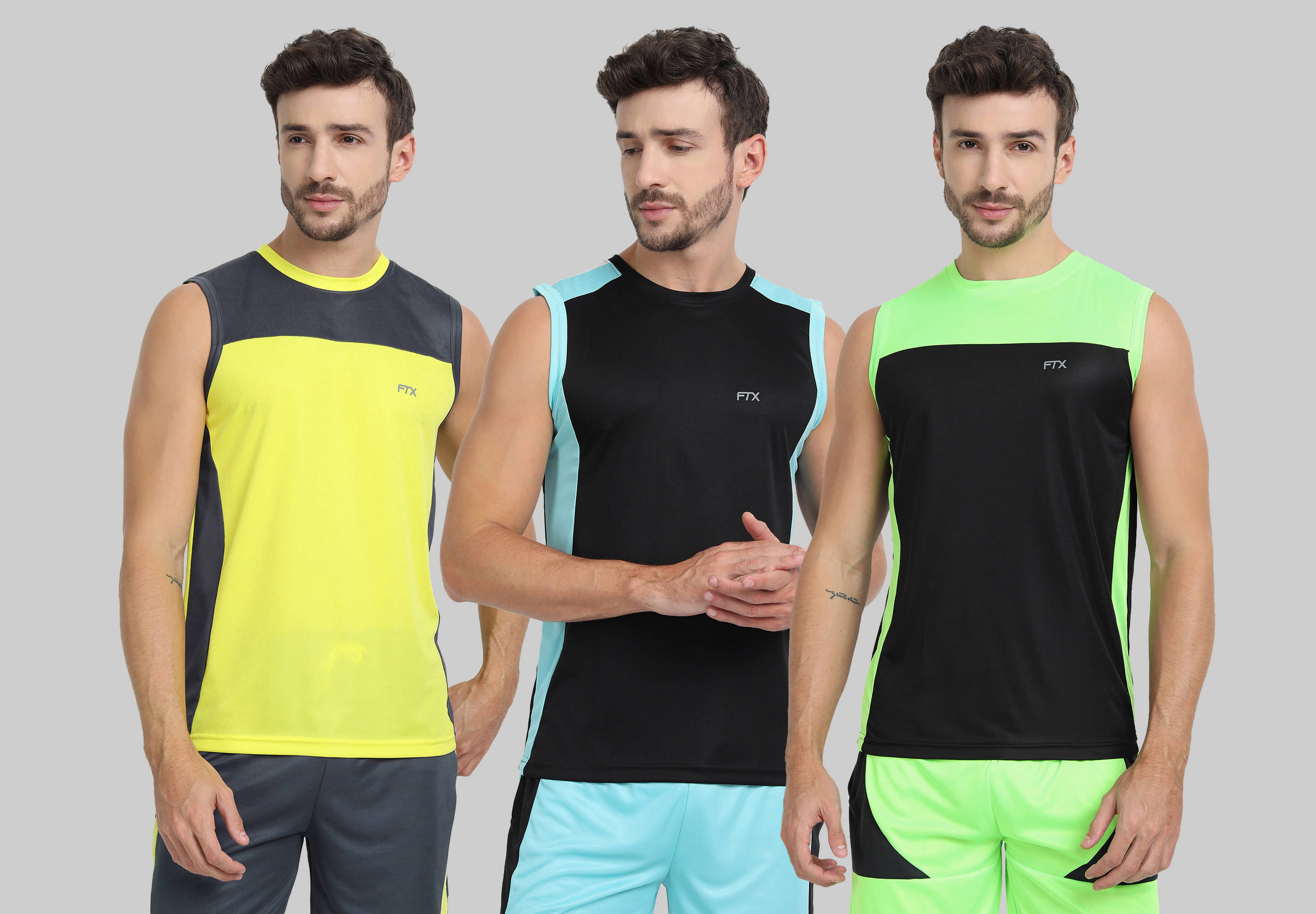     			FTX Pack of 3 Polyester Basic Vest For Men ( Yellow )