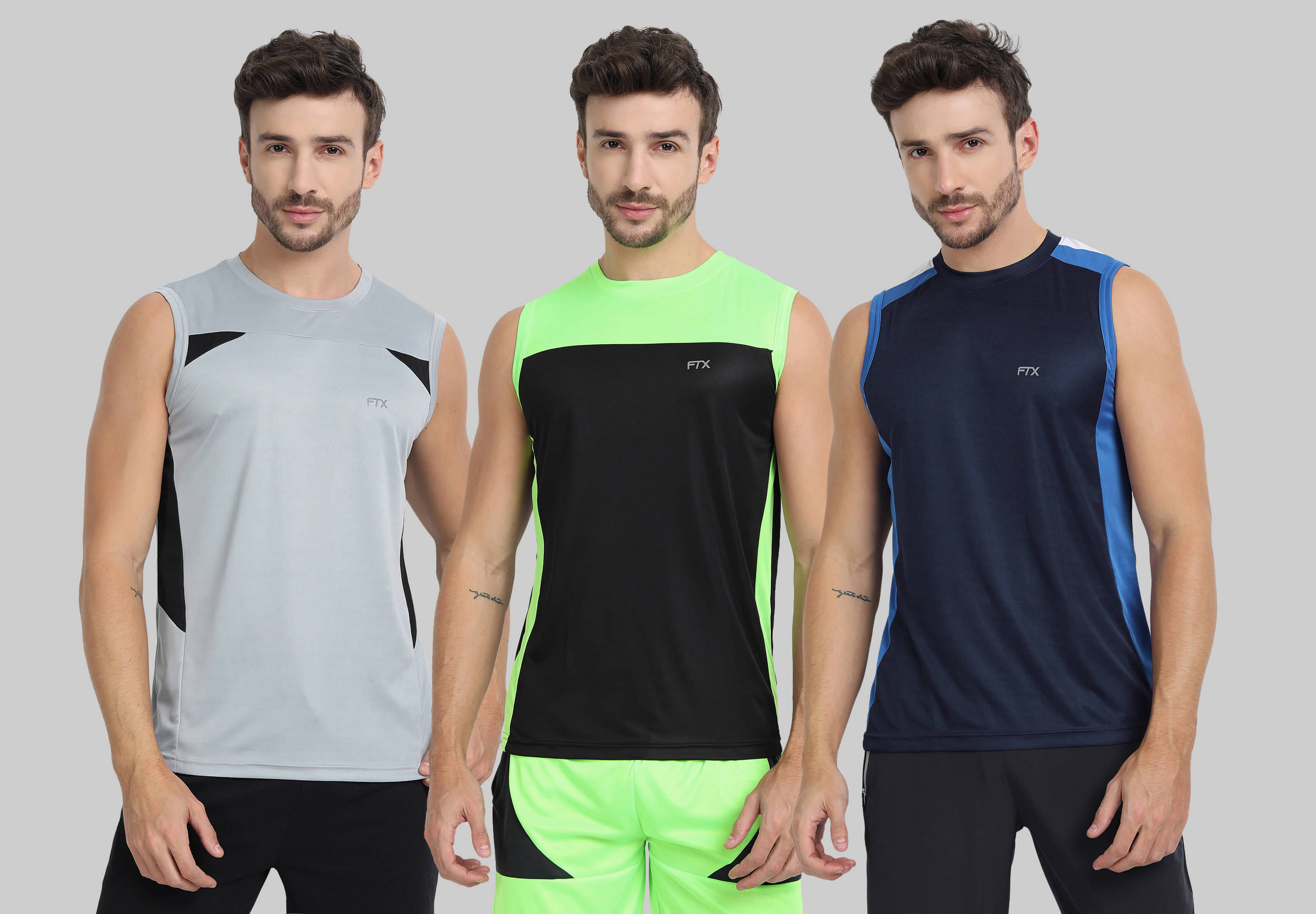 FTX Pack of 3 Polyester Basic Vest For Men ( Grey Melange ) FTX Pack of 3 Polyester Basic Vest For Men ( Grey Melange )