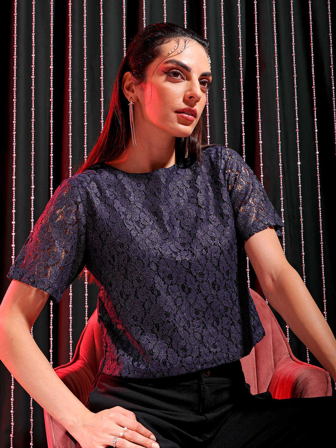 Freehand Women's Polyester Regular Top ( Blue )     			Freehand Women's Polyester Regular Top ( Blue )