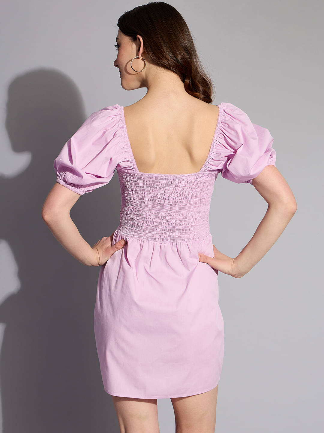     			Freehand Women Cotton Solid Shift Dress ( Purple )