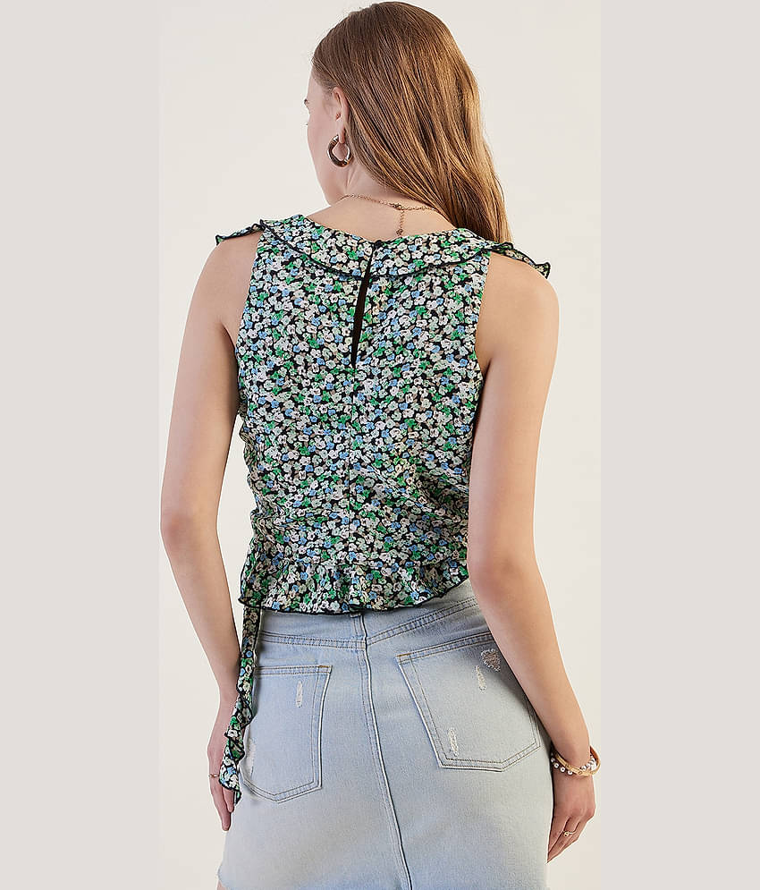 Freehand Women's Polyester Crop Top ( Green )