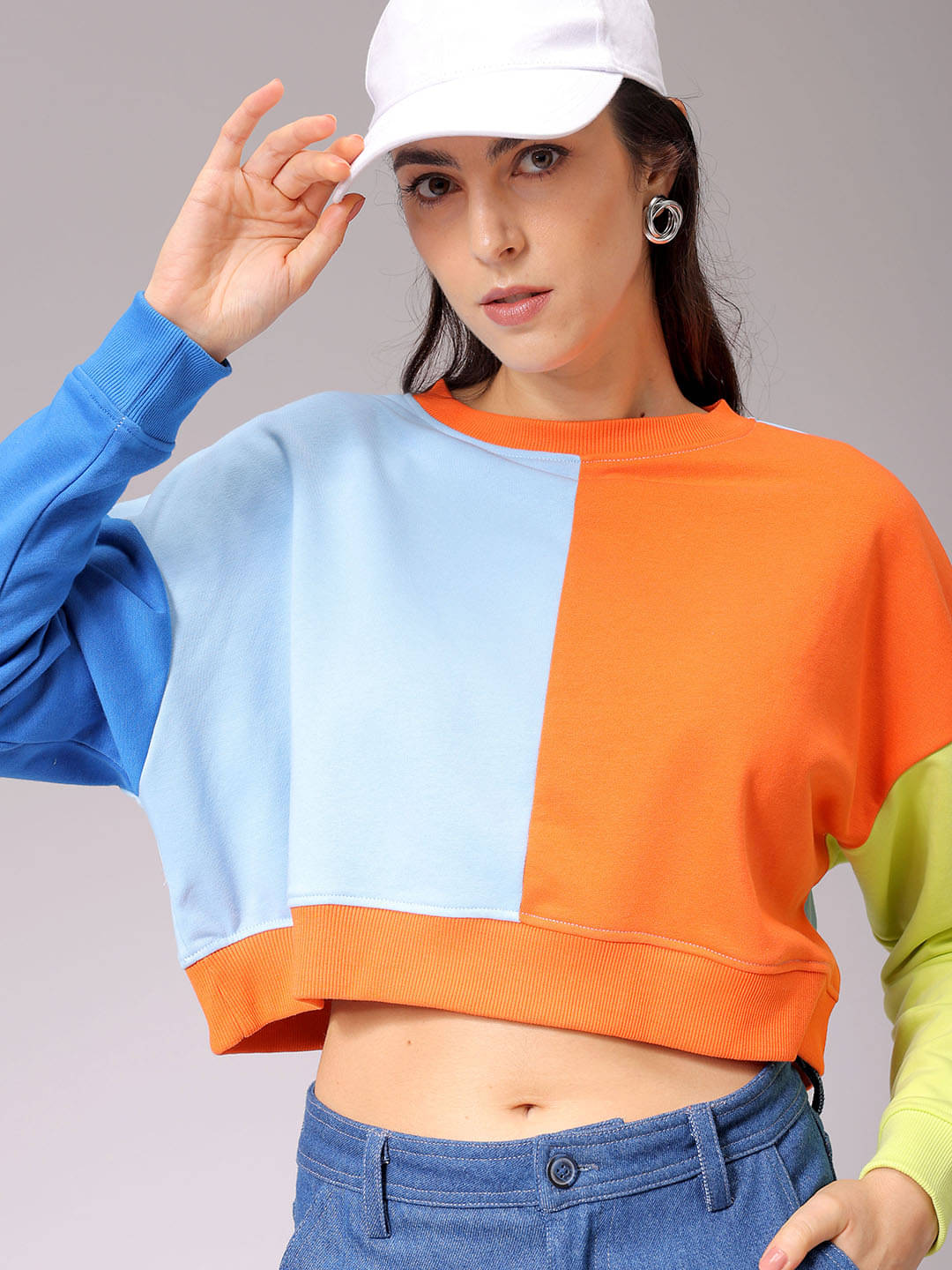     			Freehand Poly Cotton Women's Non Hooded Sweatshirt ( Blue )