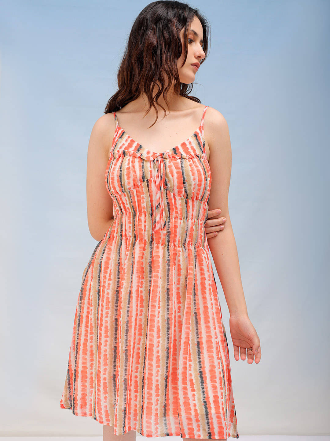 Freehand Women Polyester Dyed Maxi ( Orange ) Freehand Women Polyester Dyed Maxi ( Orange )