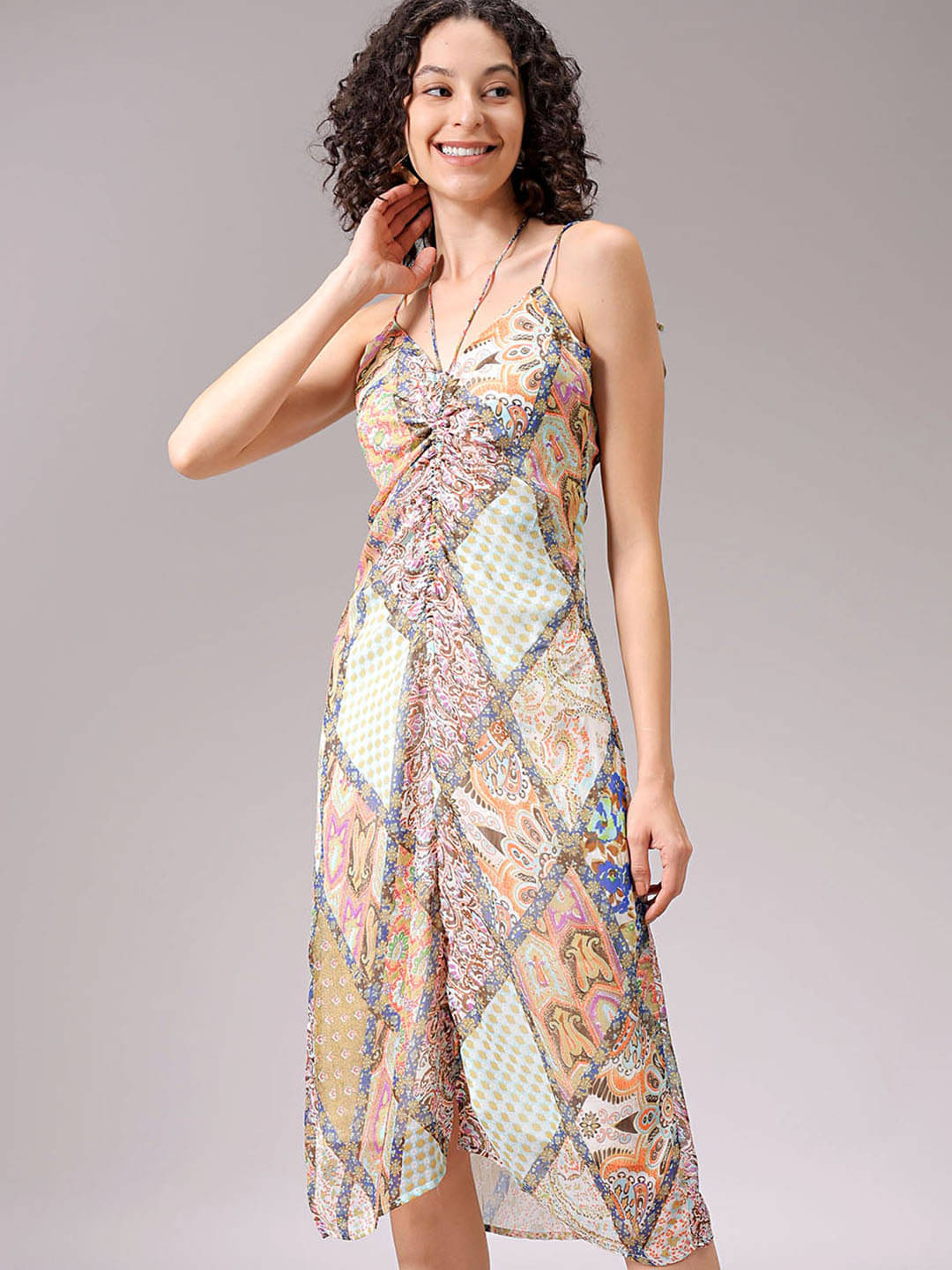 Freehand Polyester Printed Midi Women's Maxi - Multicolor ( Pack of 1 ) Freehand Polyester Printed Midi Women's Maxi - Multicolor ( Pack of 1 )