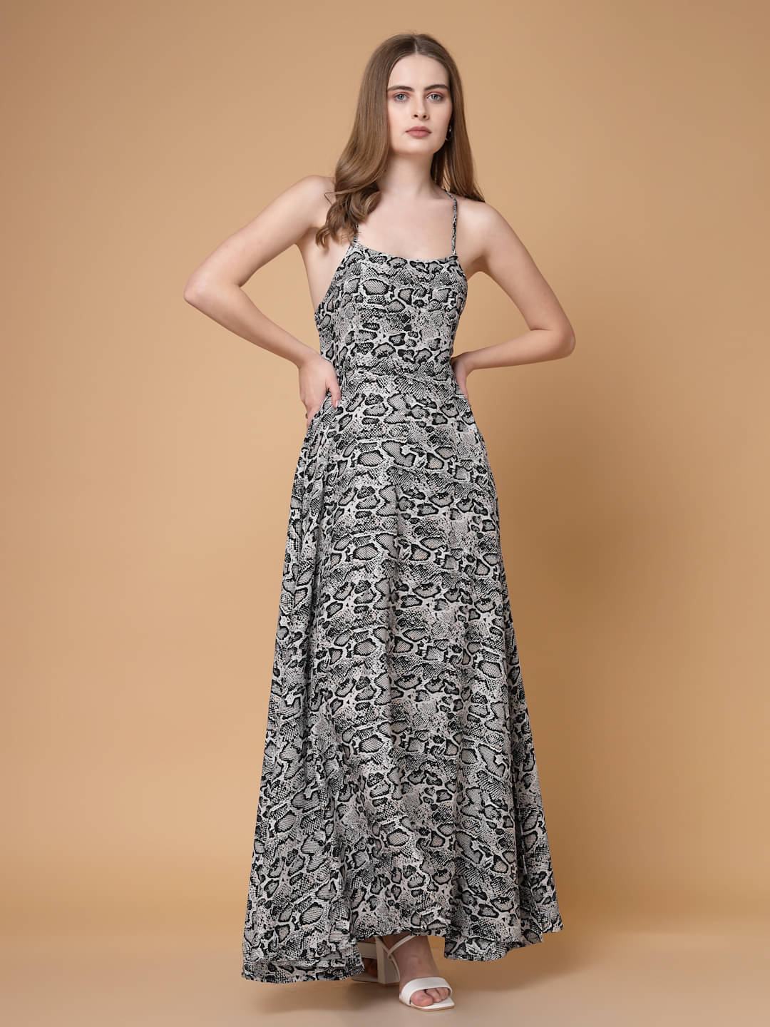 Freehand Women Polyester Printed Maxi ( White ) Freehand Women Polyester Printed Maxi ( White )