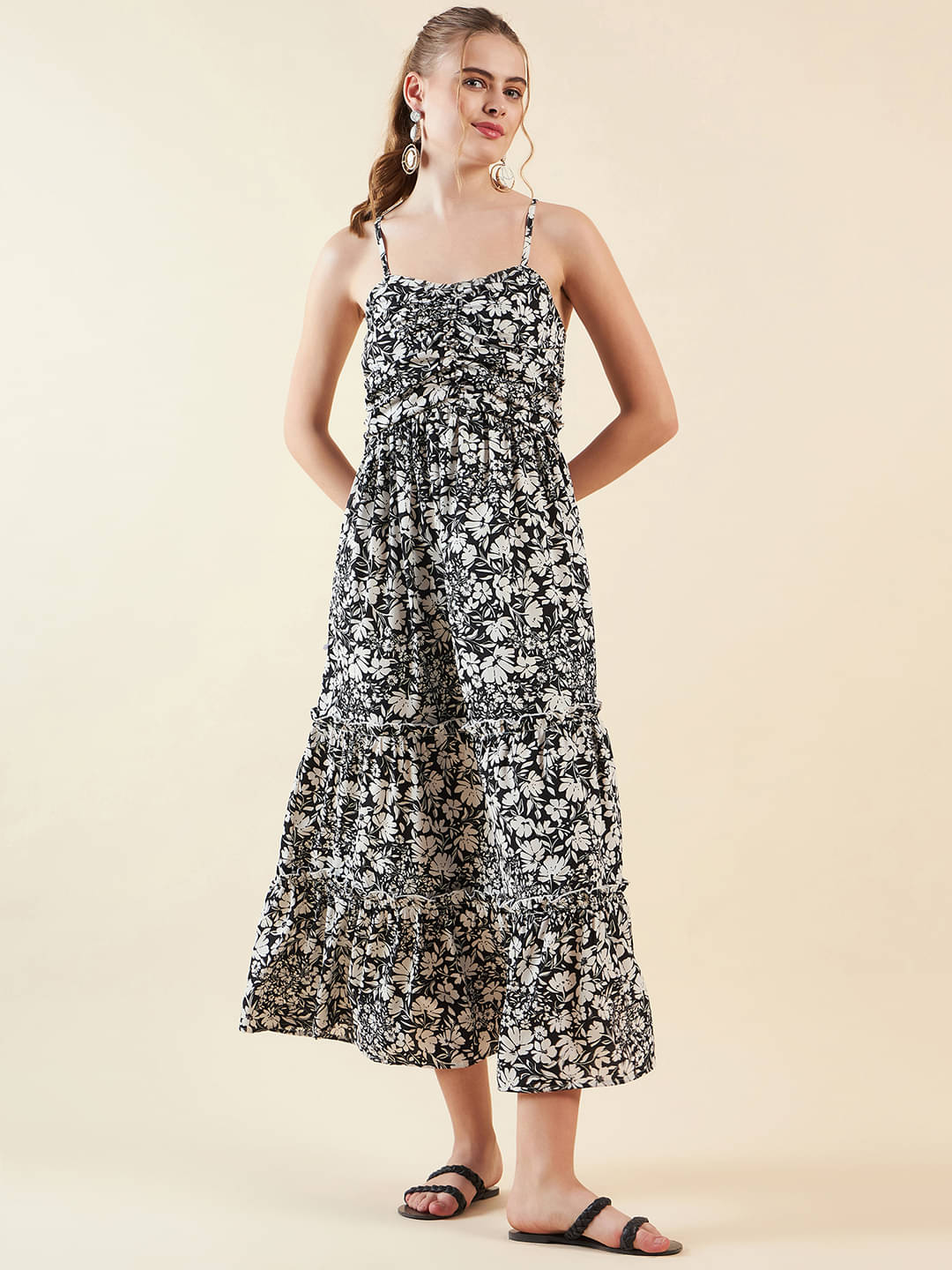 Freehand Women Polyester Printed Maxi ( Black ) Freehand Women Polyester Printed Maxi ( Black )