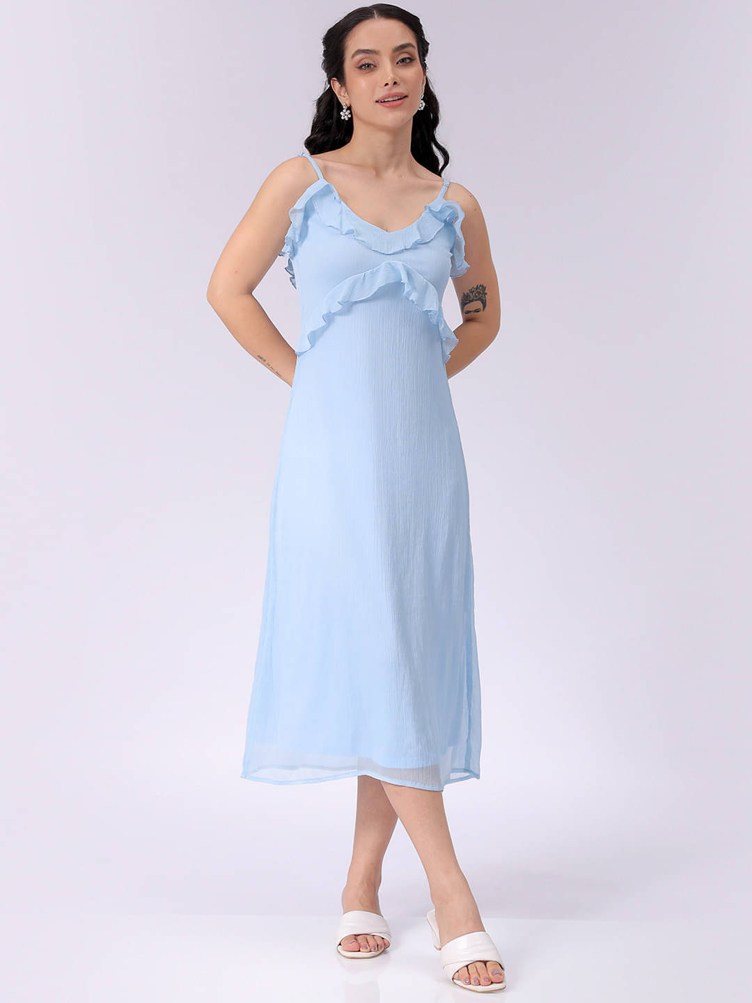 Freehand Women Polyester Solid Maxi ( Light Blue ) Freehand Women Polyester Solid Maxi ( Light Blue )