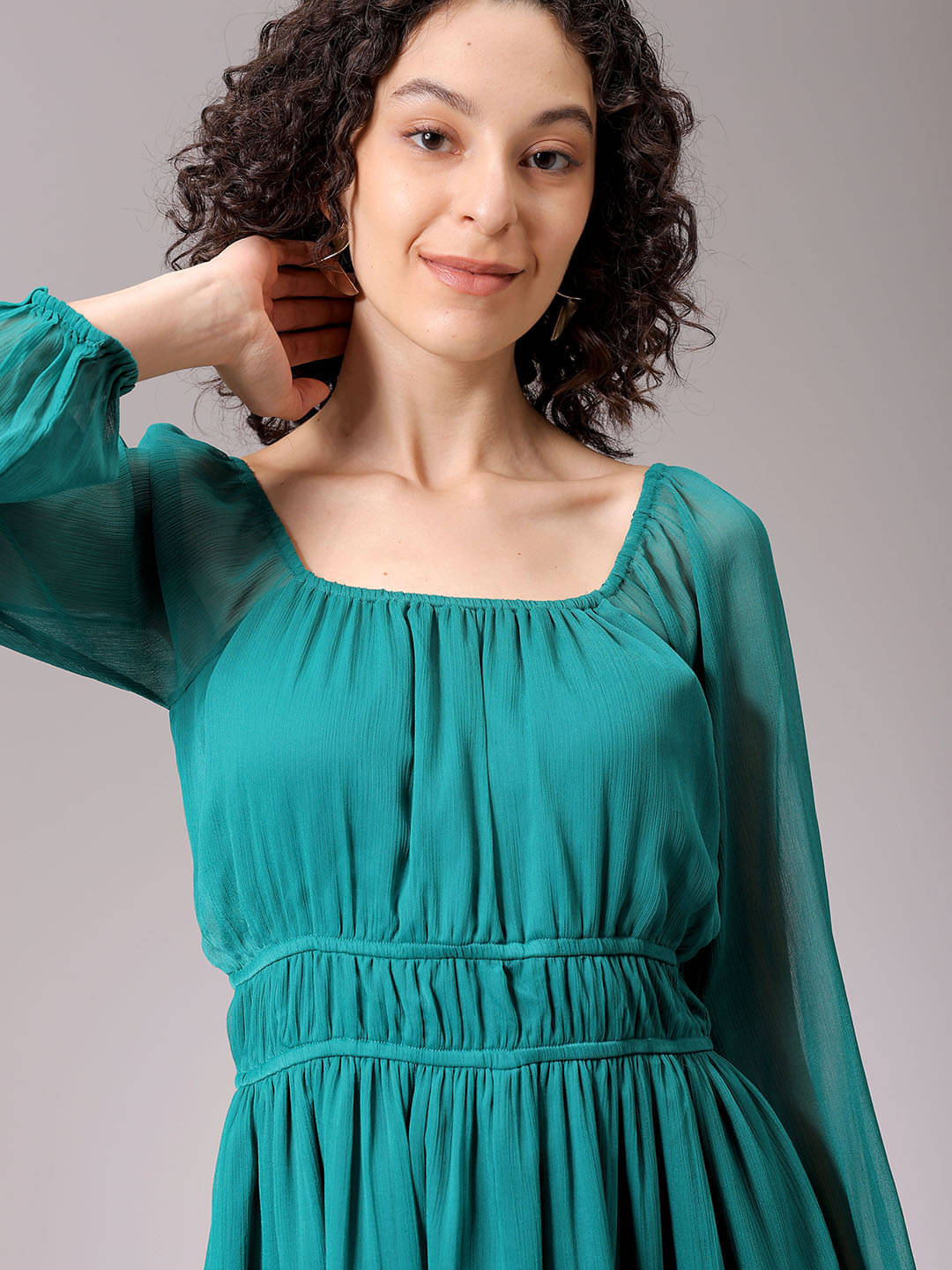 Freehand Women Polyester Solid Maxi ( Fluorescent Green ) Freehand Women Polyester Solid Maxi ( Fluorescent Green )