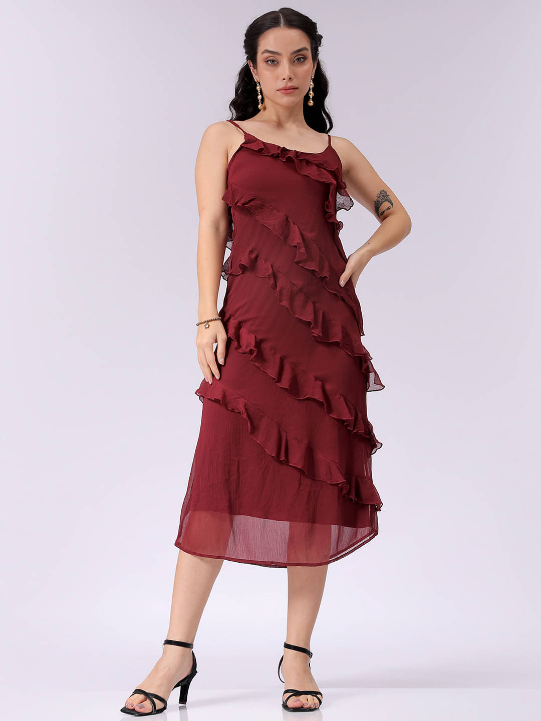 Freehand Women Polyester Solid Maxi ( Brown ) Freehand Women Polyester Solid Maxi ( Brown )
