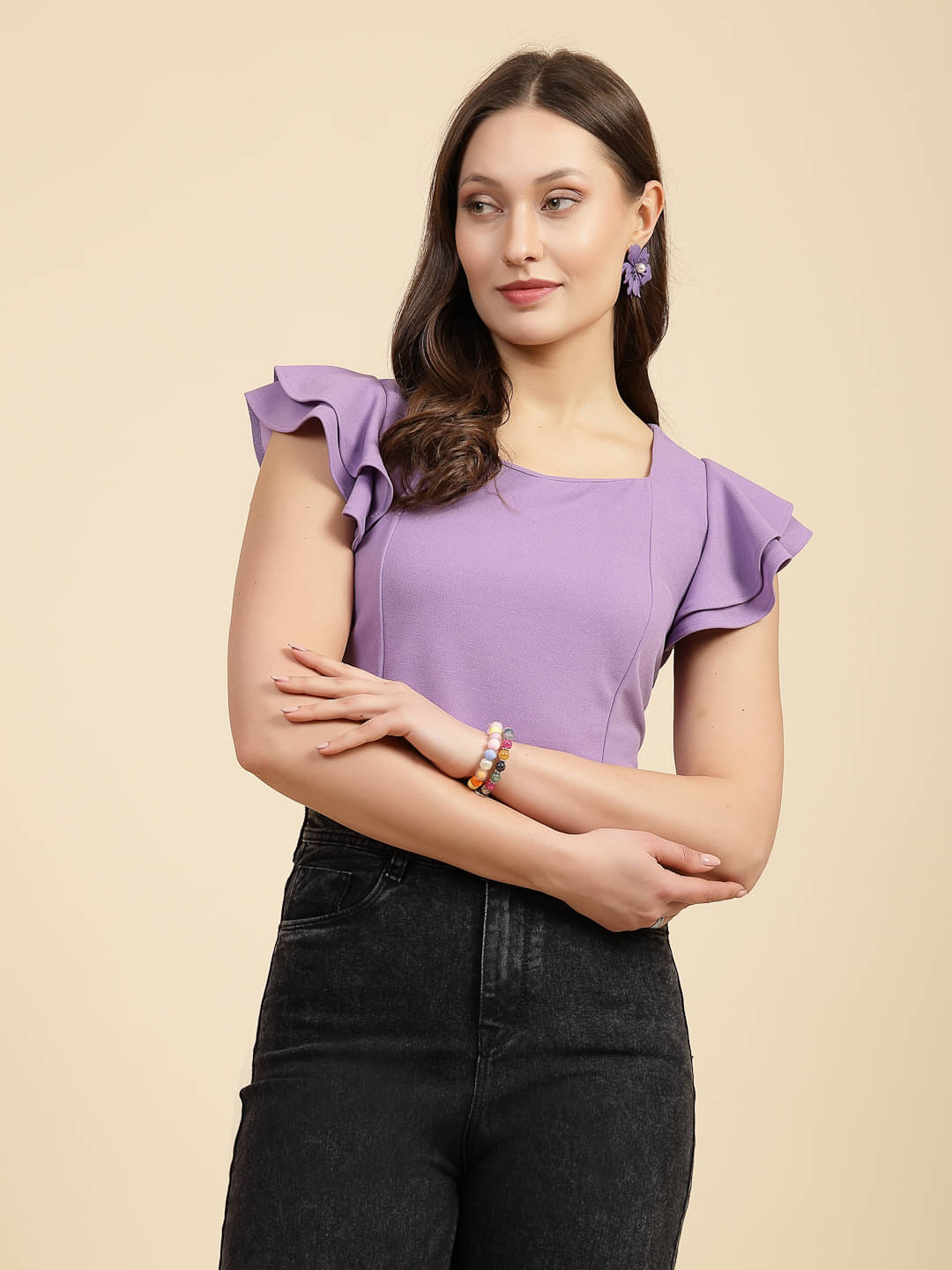 Freehand Women's Polyester Crop Top ( Purple )     			Freehand Women's Polyester Crop Top ( Purple )