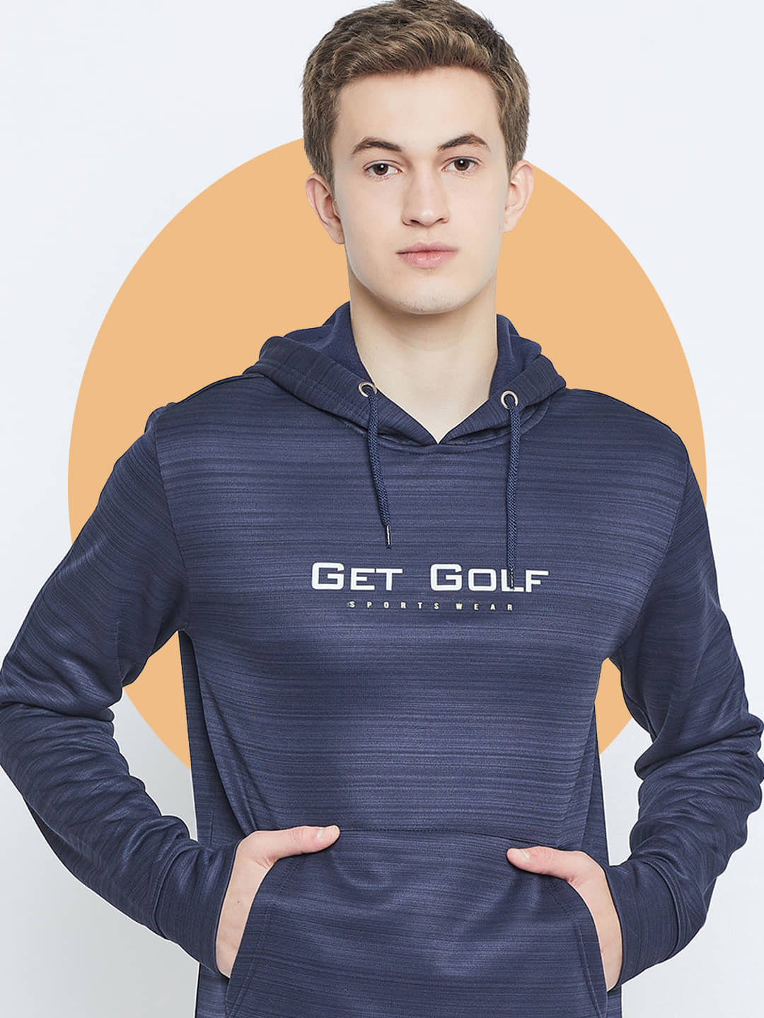 GET GOLF Cotton Blend Hooded Men's Sweatshirt - Navy ( Pack of 1 )