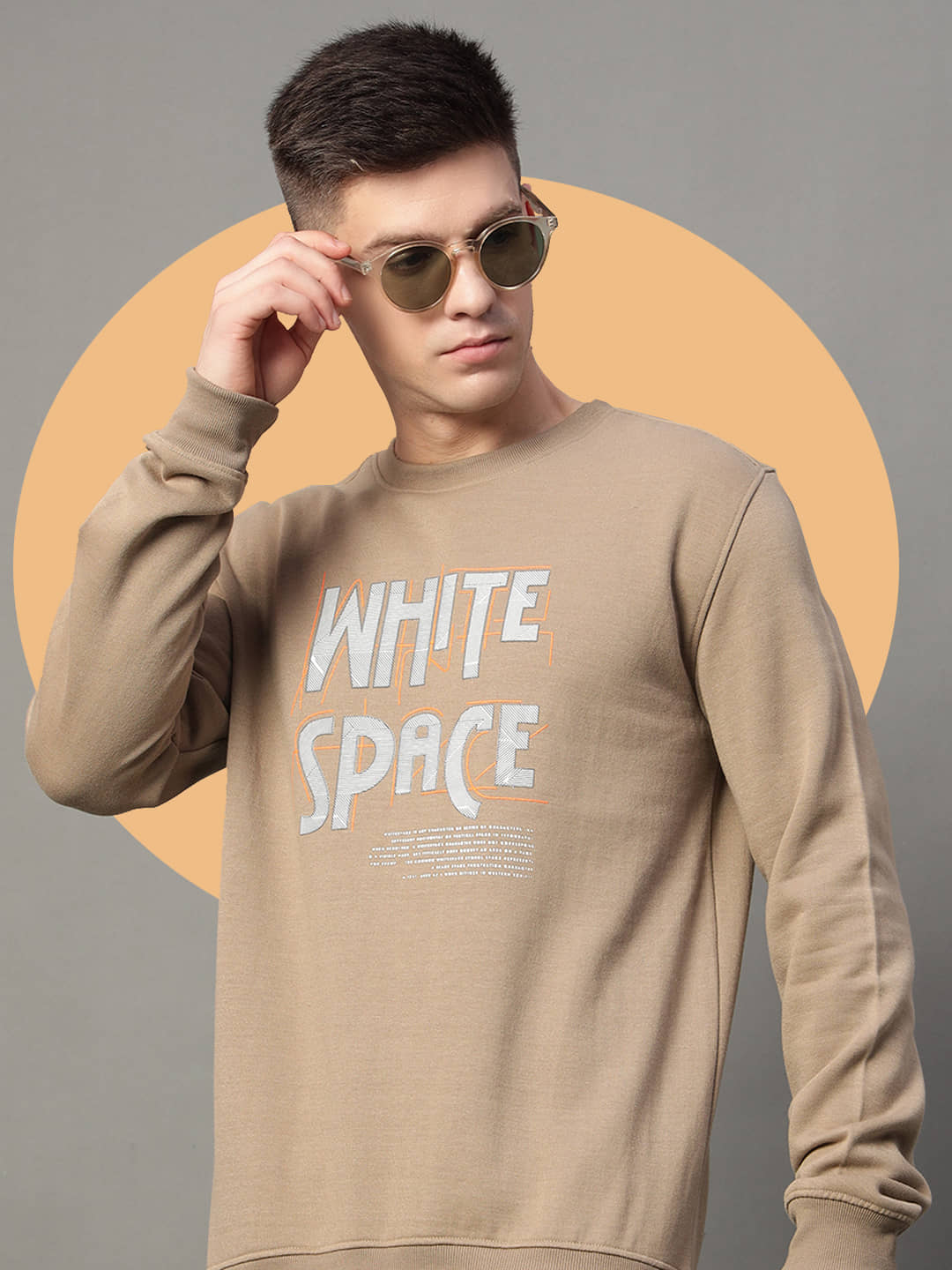GET GOLF Cotton Blend Round Neck Men's Sweatshirt - Beige ( Pack of 1 )