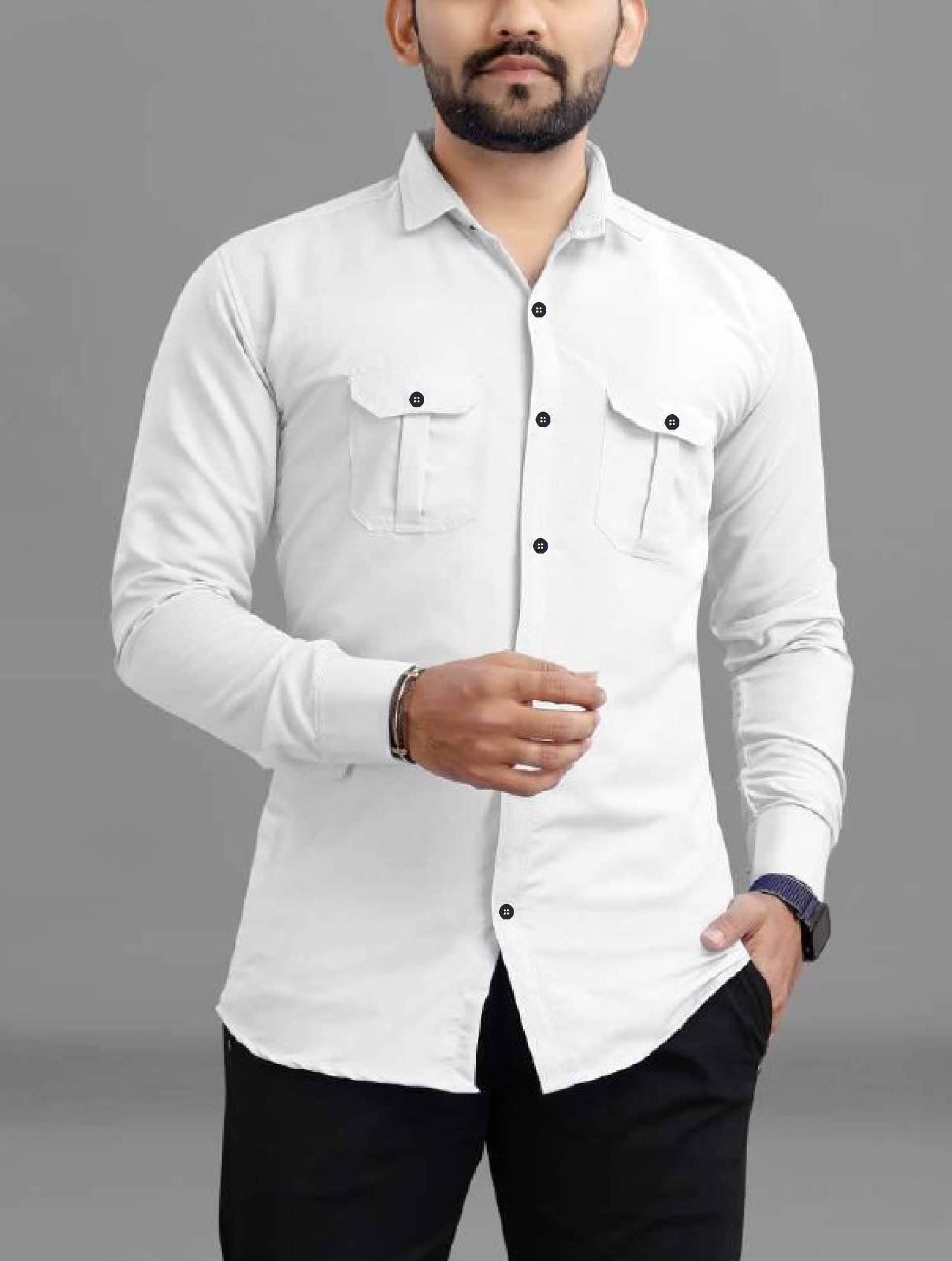     			IQVLI Cotton Blend Regular Fit Self Design Full Sleeves Men's Casual Shirt - White ( Pack of 1 )