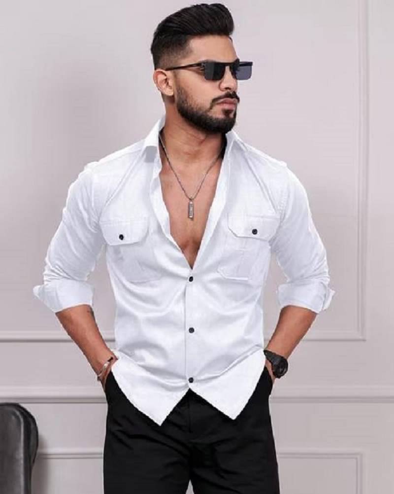     			IQVLI Cotton Blend Regular Fit Self Design Full Sleeves Men's Casual Shirt - White ( Pack of 1 )