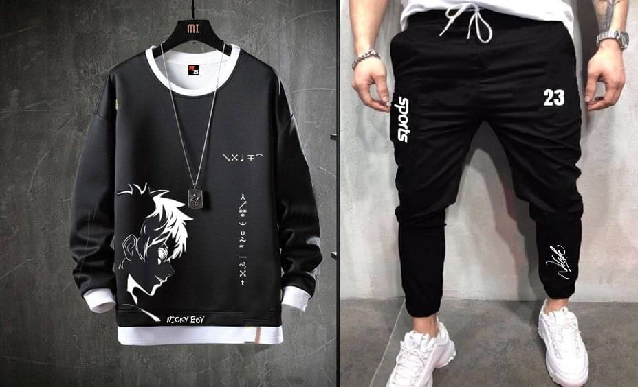     			Lieo Trend Black Cotton Blend Regular Fit Men's Tracksuit ( Pack of 1 )