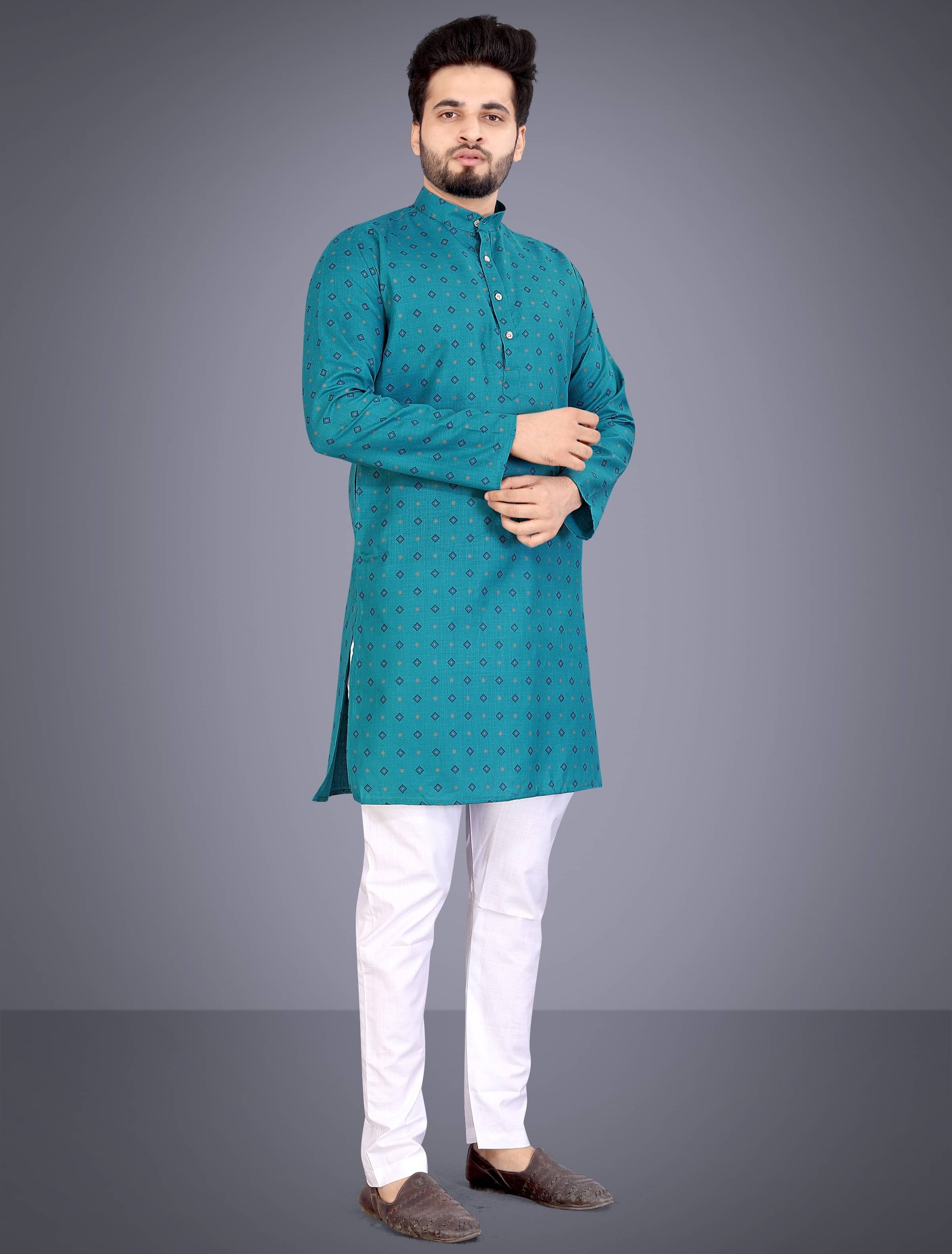 Nofilter Green Cotton Blend Regular Fit Men's Kurta Pyjama Set ( Pack of 1 ) Nofilter Green Cotton Blend Regular Fit Men's Kurta Pyjama Set ( Pack of 1 )