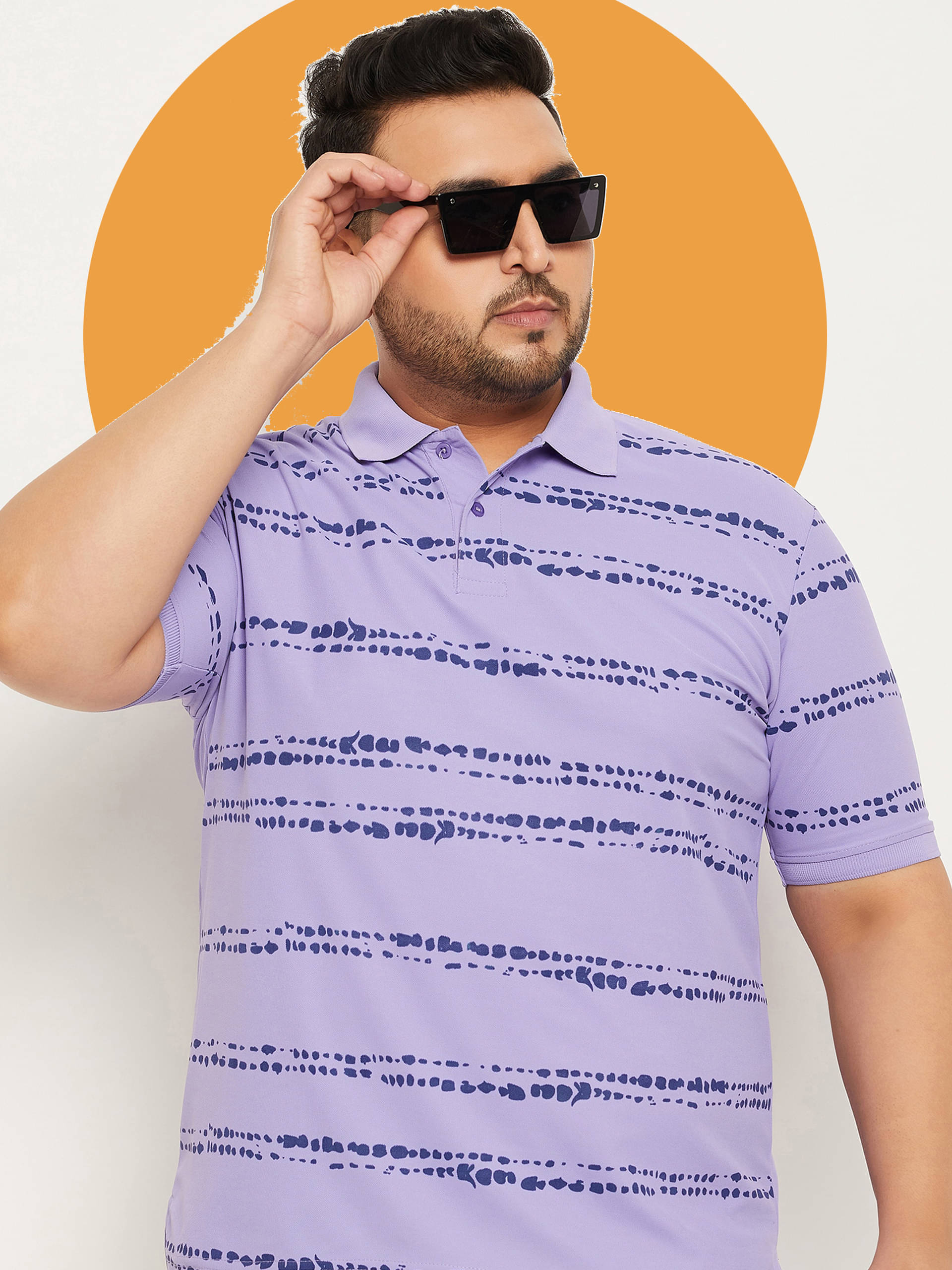     			Nuovo Pack of 1 Cotton Blend Regular Fit Printed Half Sleeves Men's Polo T Shirt ( Purple )