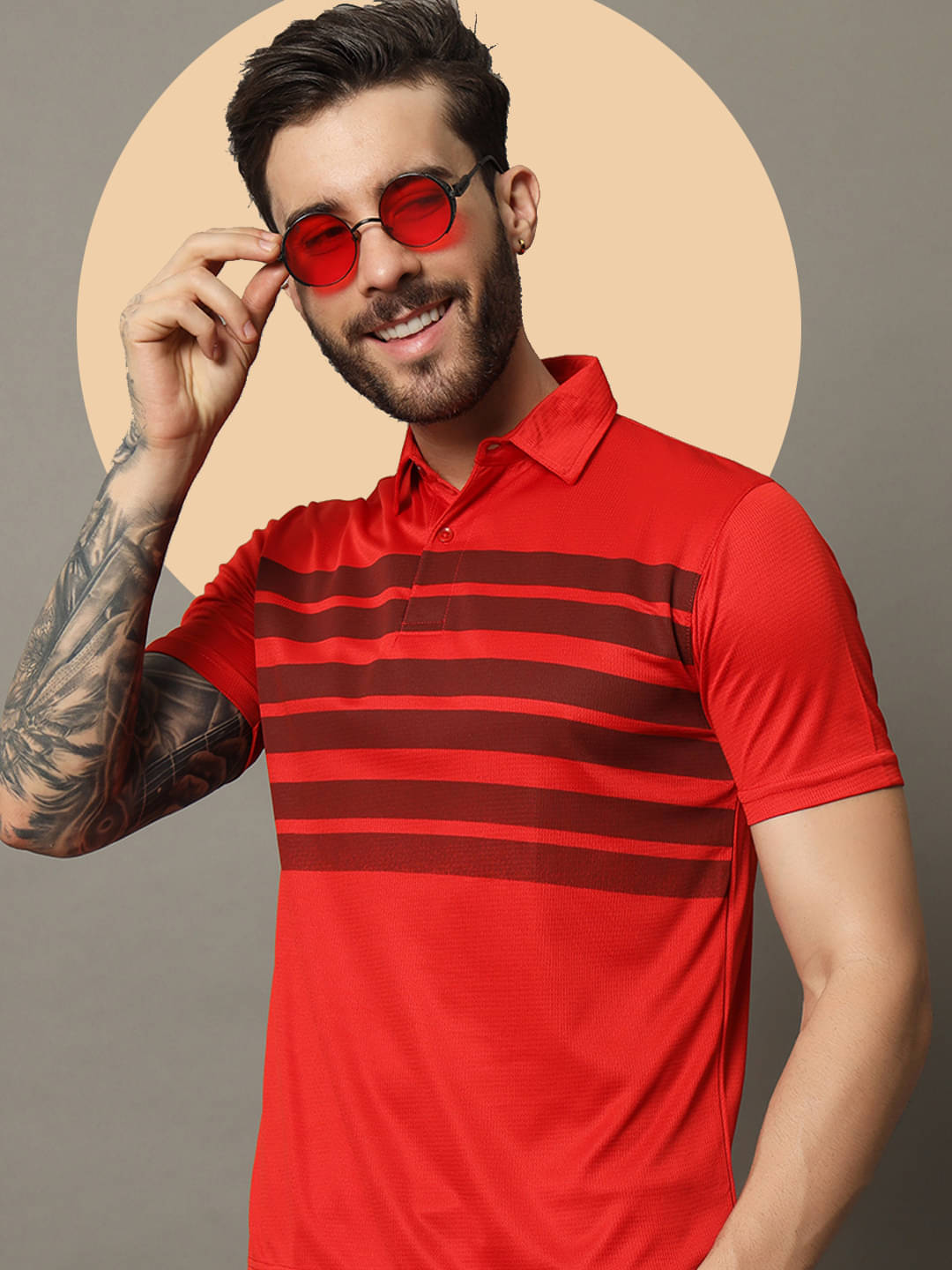 Nuovo Pack of 1 Cotton Blend Regular Fit Colorblock Half Sleeves Men's Polo T Shirt ( Red ) Nuovo Pack of 1 Cotton Blend Regular Fit Colorblock Half Sleeves Men's Polo T Shirt ( Red )