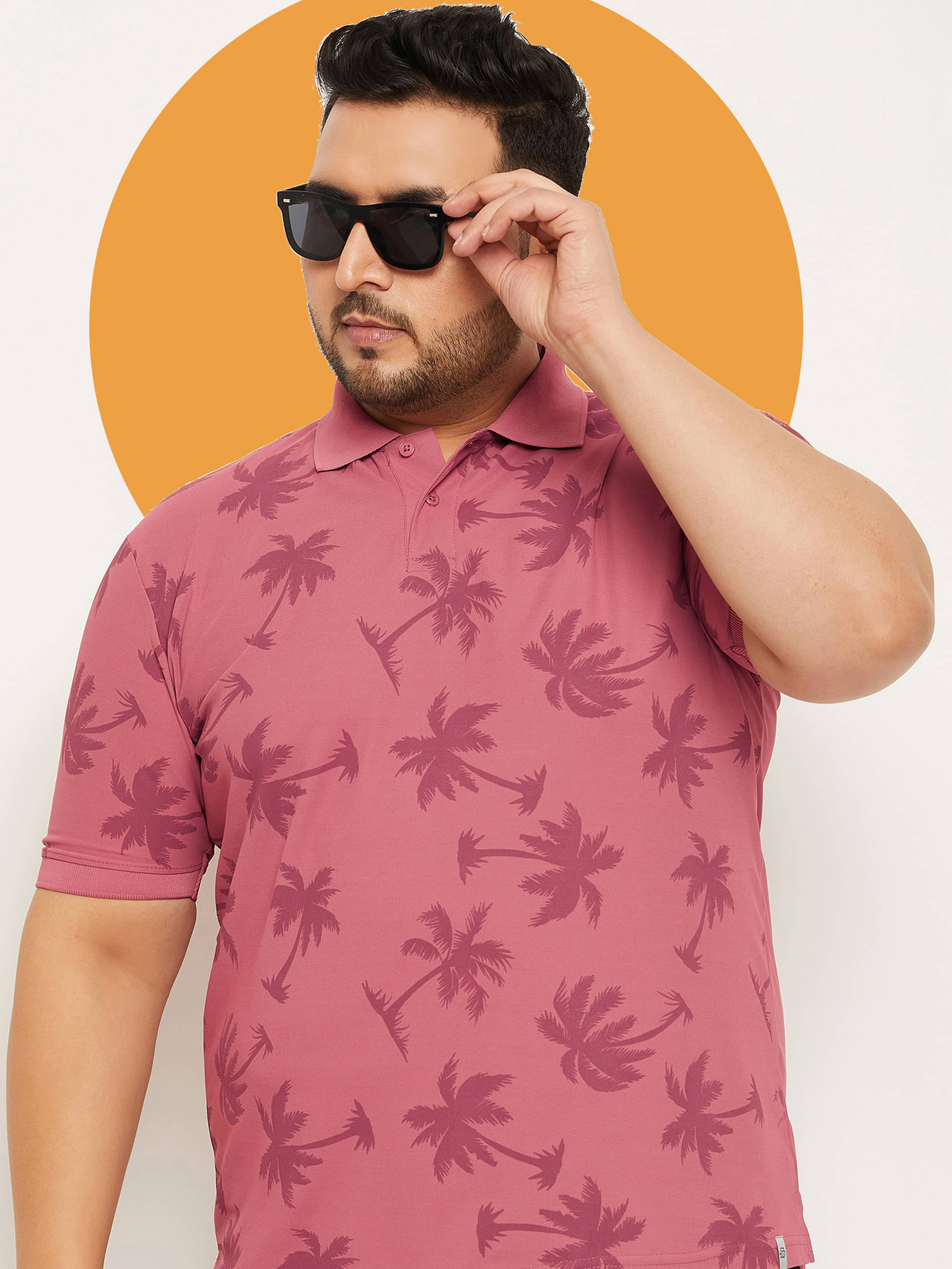     			Nuovo Pack of 1 Cotton Blend Regular Fit Printed Half Sleeves Men's Polo T Shirt ( Pink )