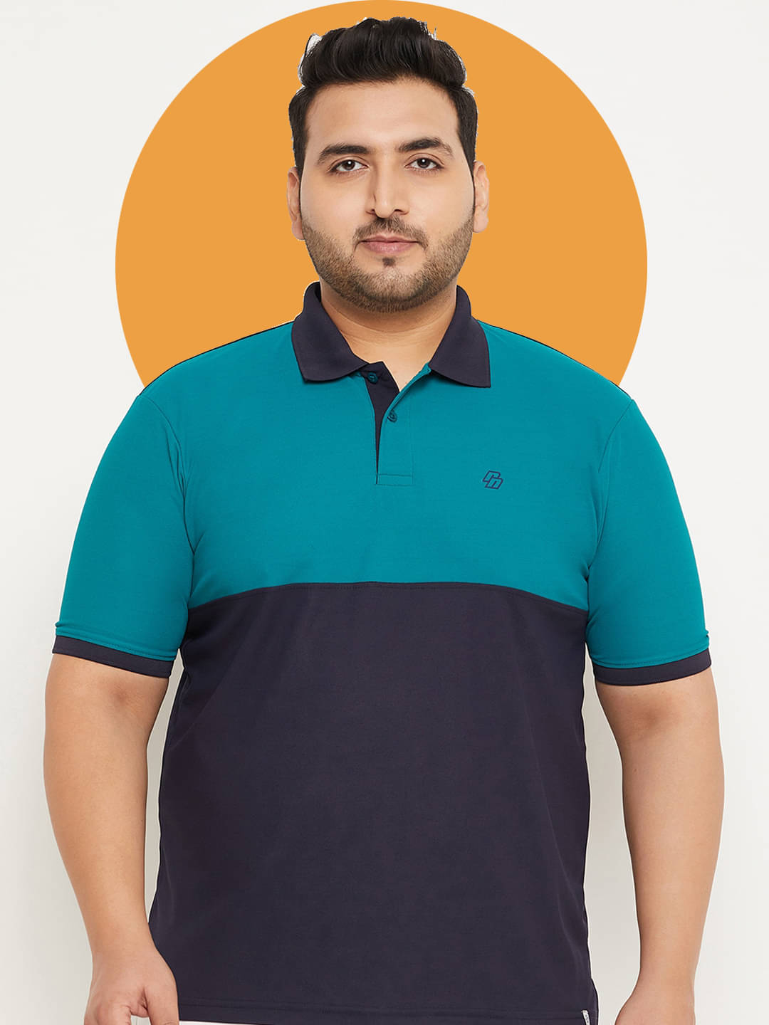     			Nuovo Pack of 1 Cotton Blend Regular Fit Colorblock Half Sleeves Men's Polo T Shirt ( Navy Blue )