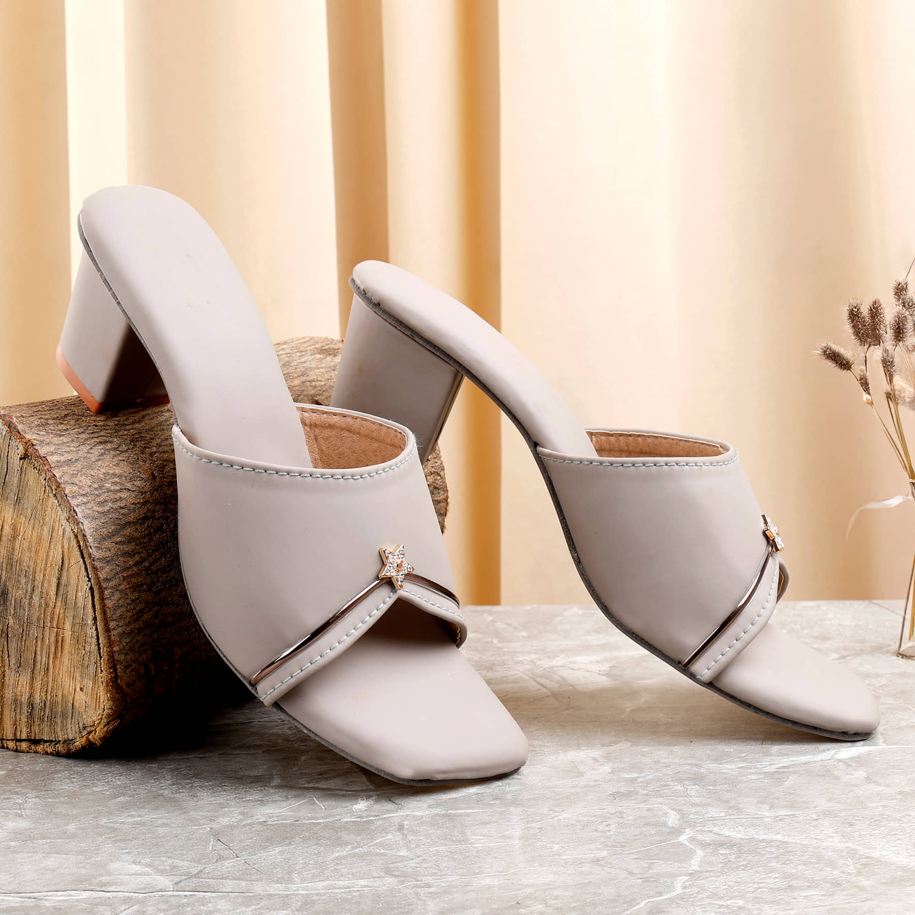 Paduki Gray Women's Slip On Heels - Heels | Buy online on ZillyBuy