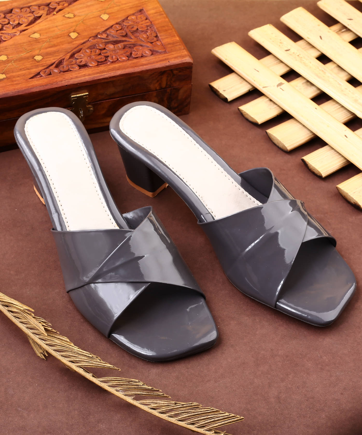     			Paduki Gray Women's Slip On Heels