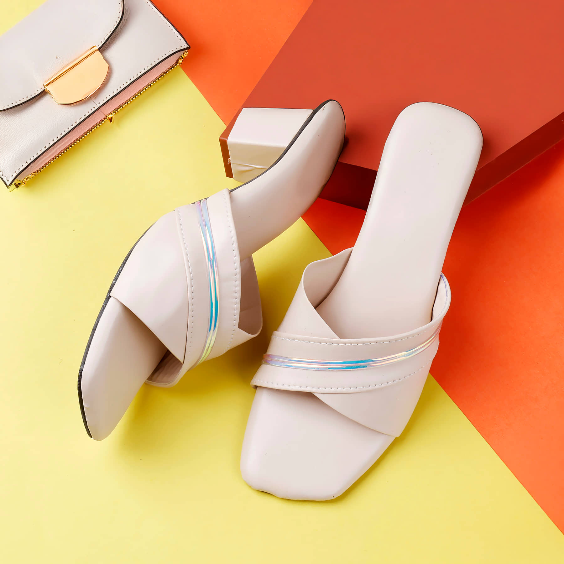 Paduki Off White Women's Slip On Heels - Heels | Buy online on ZillyBuy