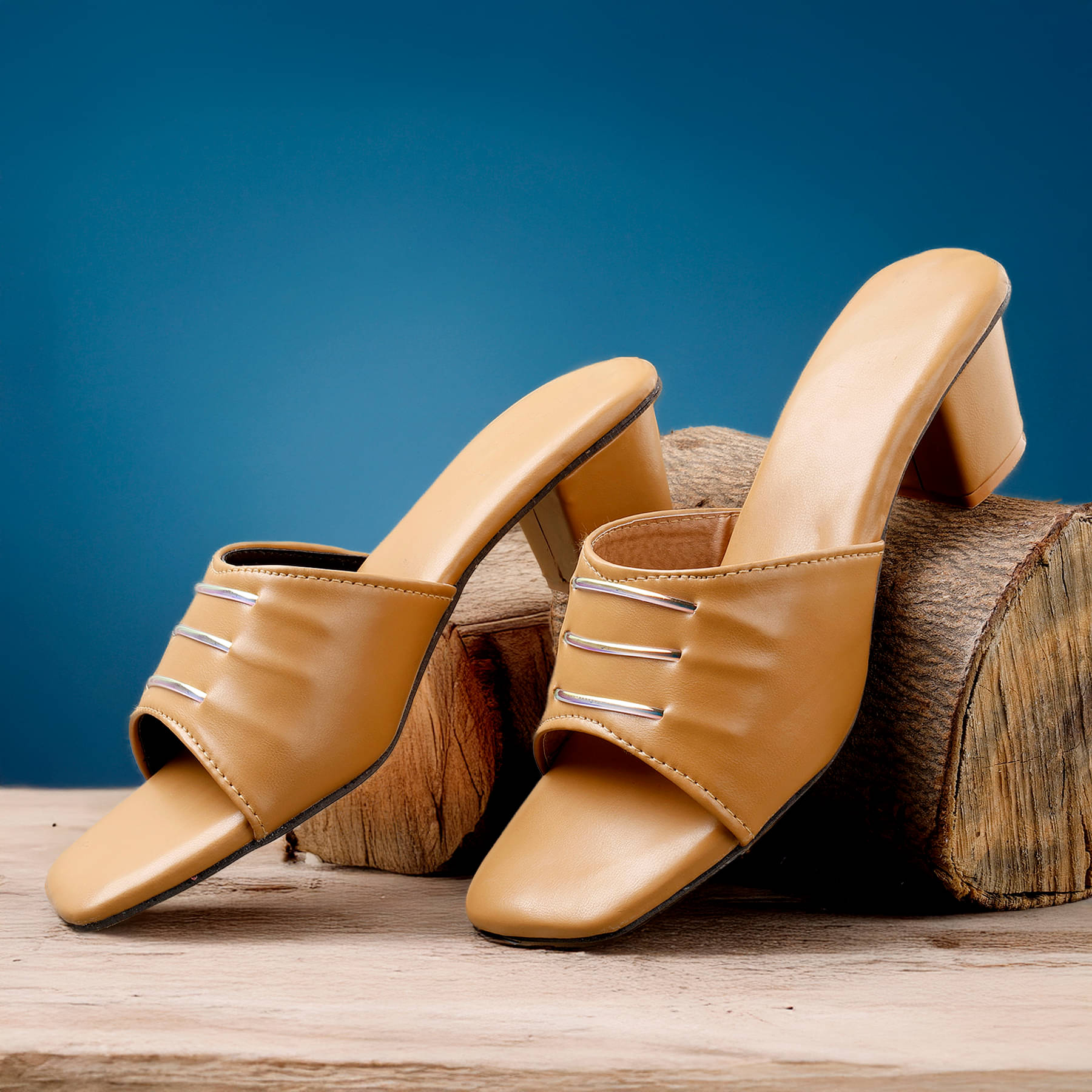 Paduki Tan Women's Slip On Heels     			Paduki Tan Women's Slip On Heels