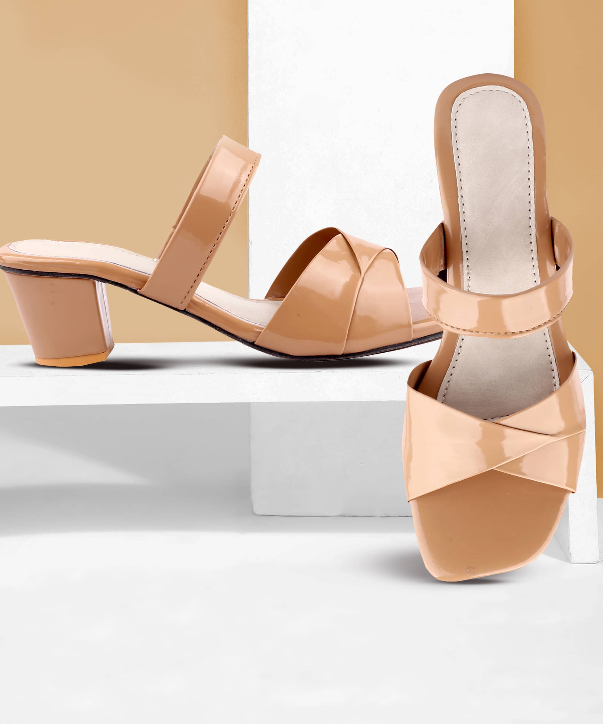     			Paduki Tan Women's Slip On Heels
