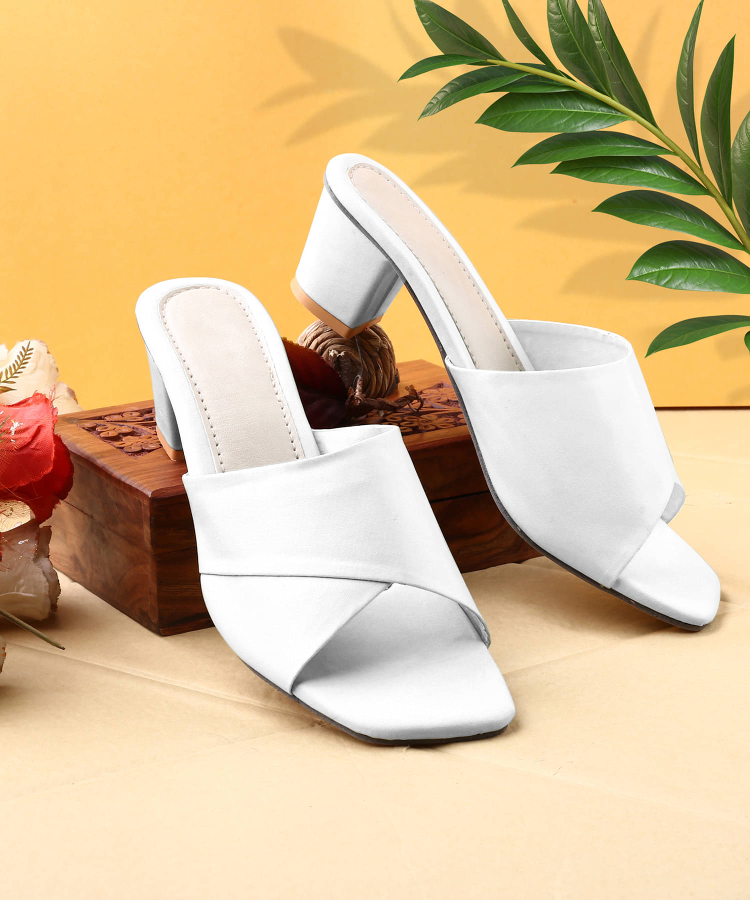 Paduki White Women's Slip On Heels Paduki White Women's Slip On Heels