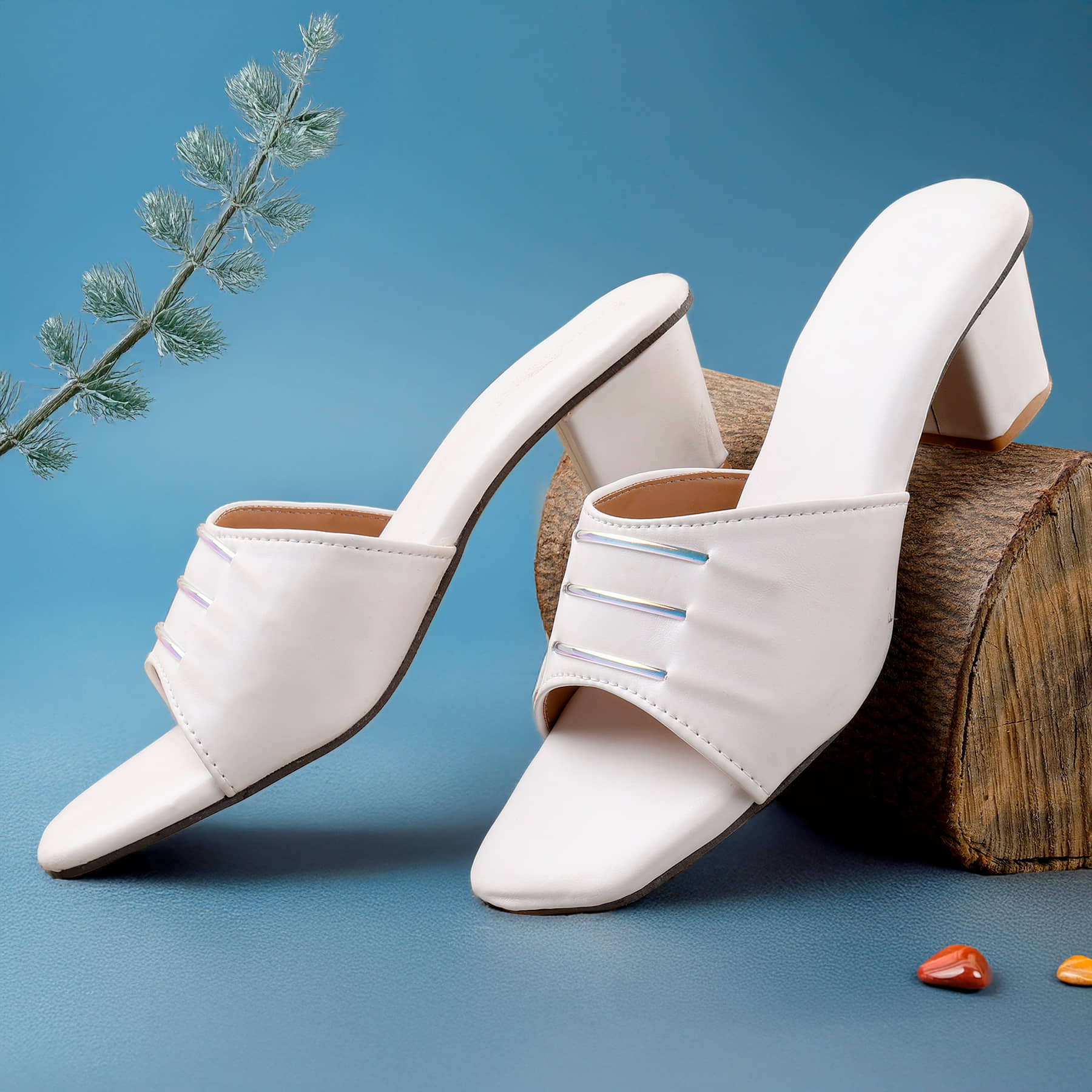 Paduki White Women's Slip On Heels - Heels | Buy online on ZillyBuy