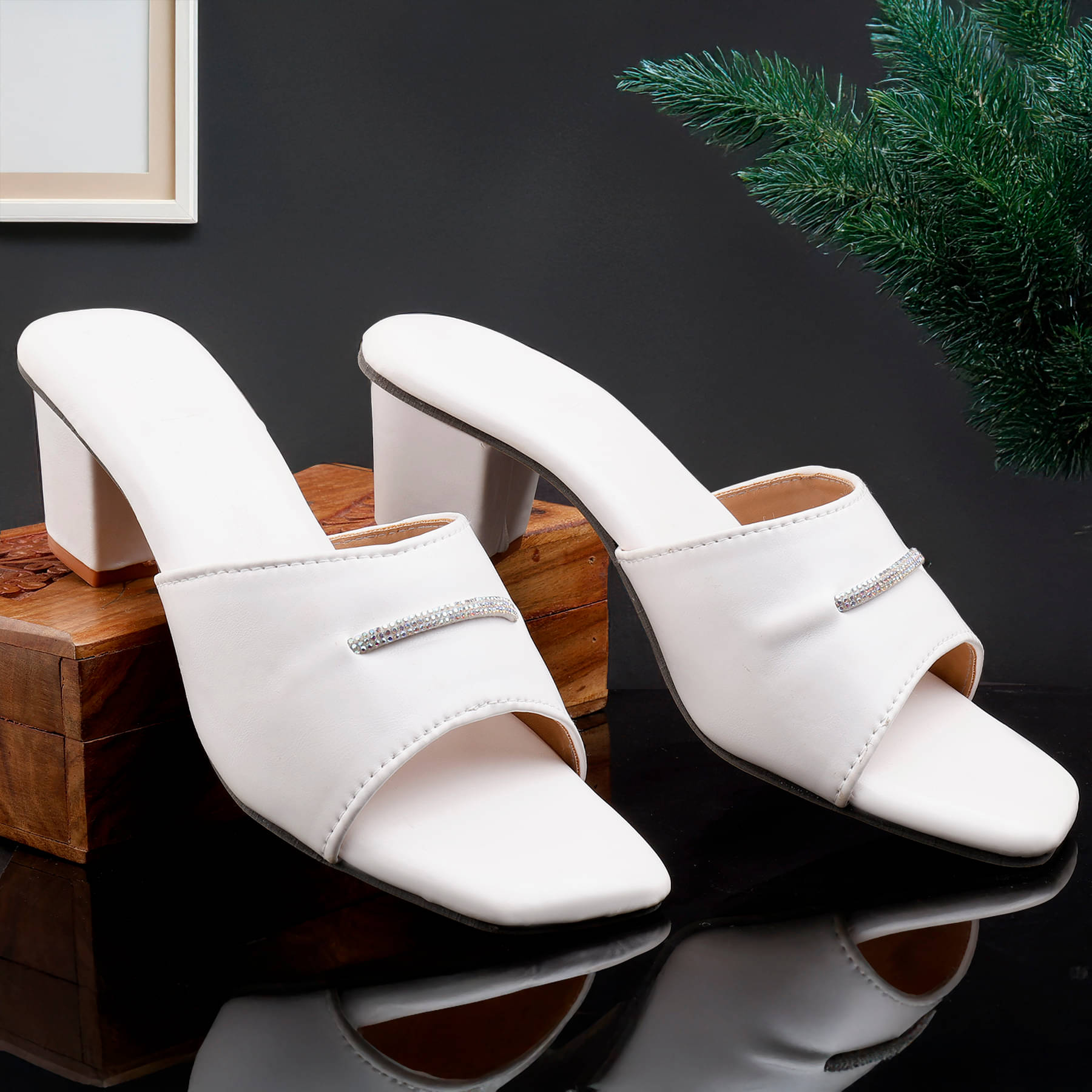     			Paduki White Women's Slip On Heels