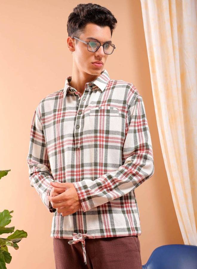     			The Indian Garage Co. 100% Cotton Regular Fit Checks Full Sleeves Men's Casual Shirt - Olive ( Pack of 1 )