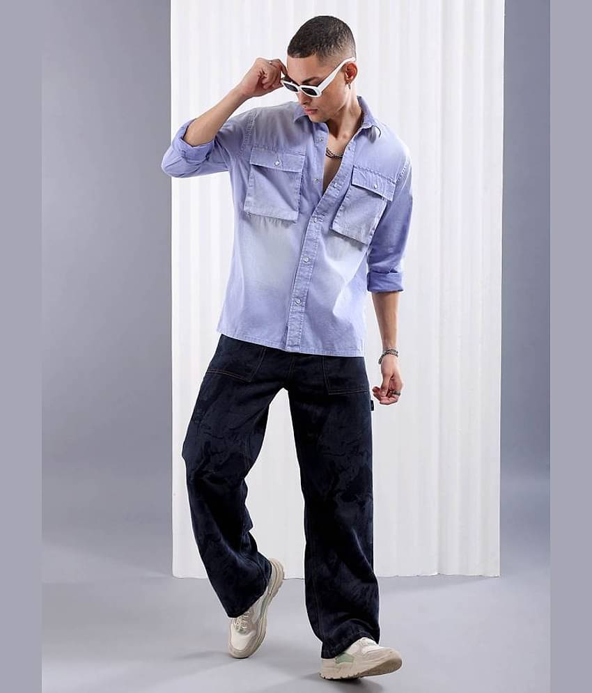 The Indian Garage Co. 100% Cotton Regular Fit Solids Full Sleeves Men's Casual Shirt - Lavender ( Pack of 1 )