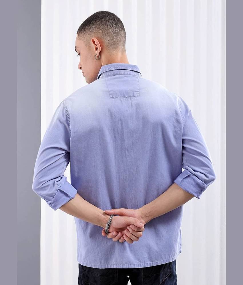 The Indian Garage Co. 100% Cotton Regular Fit Solids Full Sleeves Men's Casual Shirt - Lavender ( Pack of 1 )