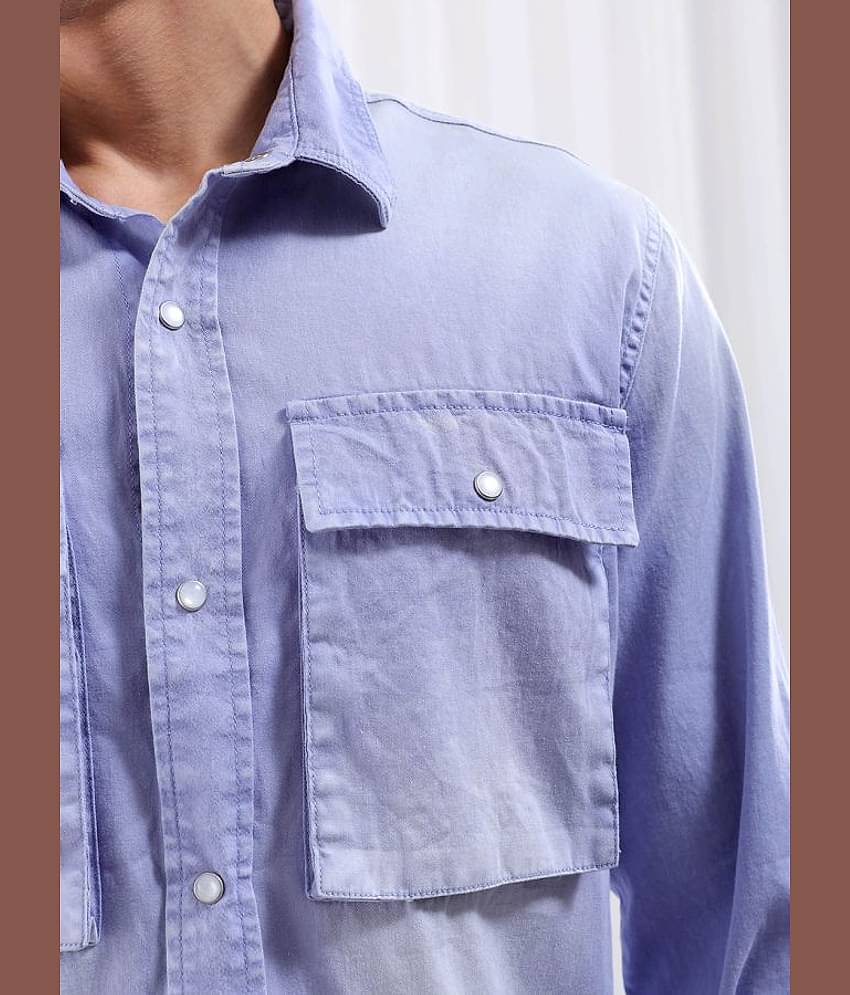 The Indian Garage Co. 100% Cotton Regular Fit Solids Full Sleeves Men's Casual Shirt - Lavender ( Pack of 1 )