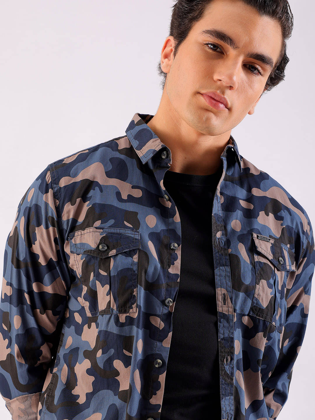     			The Indian Garage Co. 100% Cotton Regular Fit Printed Full Sleeves Men's Casual Shirt - Blue ( Pack of 1 )