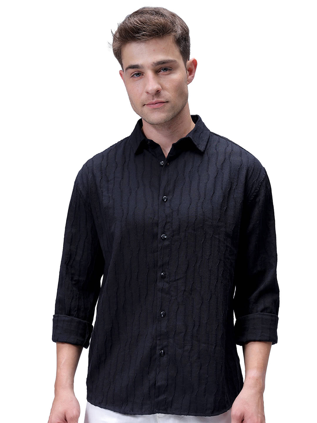     			The Indian Garage Co. Poly Cotton Relaxed Fit Solids Full Sleeves Men's Casual Shirt - Black ( Pack of 1 )