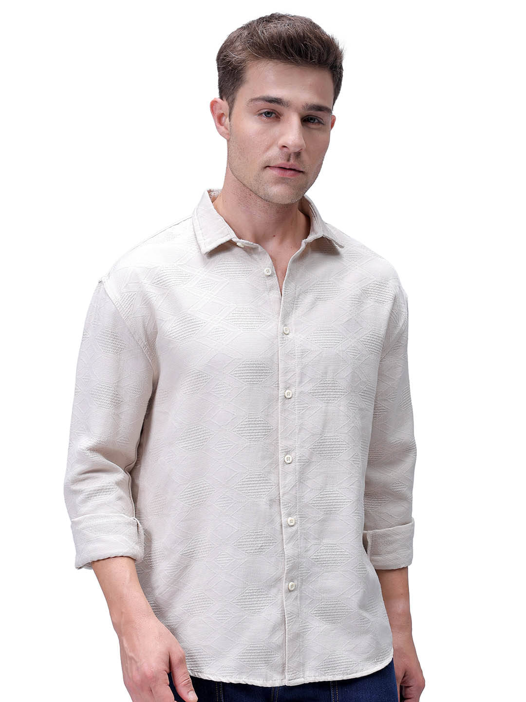     			The Indian Garage Co. Poly Cotton Relaxed Fit Solids Full Sleeves Men's Casual Shirt - Beige ( Pack of 1 )