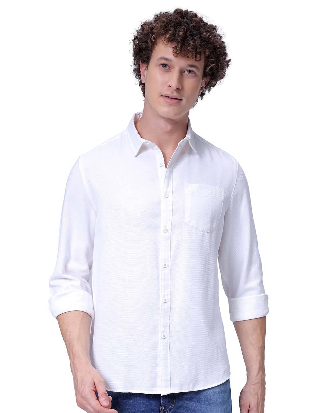     			The Indian Garage Co. Poly Cotton Regular Fit Solids Full Sleeves Men's Casual Shirt - White ( Pack of 1 )