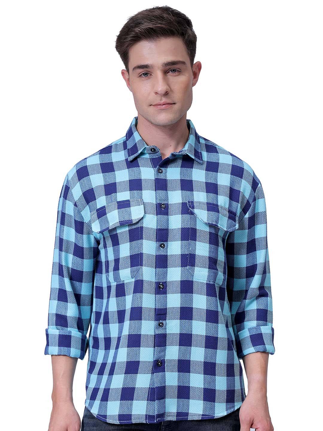 The Indian Garage Co. Poly Cotton Relaxed Fit Checks Full Sleeves Men's Casual Shirt - Blue ( Pack of 1 ) The Indian Garage Co. Poly Cotton Relaxed Fit Checks Full Sleeves Men's Casual Shirt - Blue ( Pack of 1 )