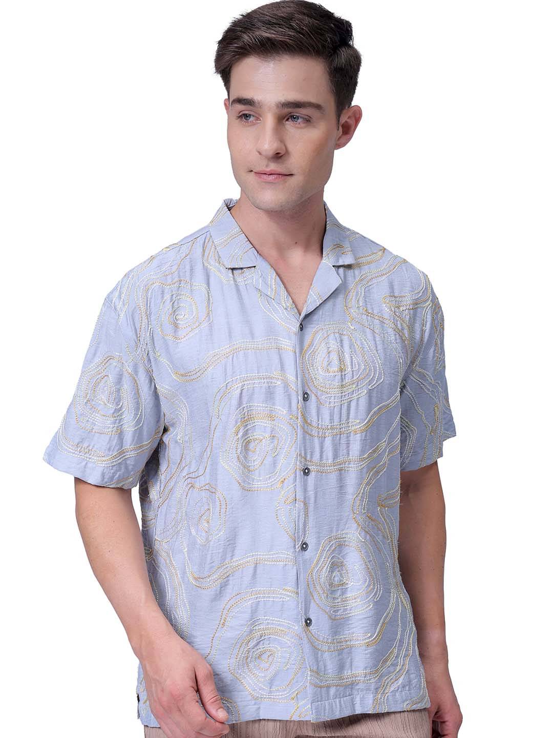     			The Indian Garage Co. Polyester Relaxed Fit Solids Half Sleeves Men's Casual Shirt - Grey ( Pack of 1 )