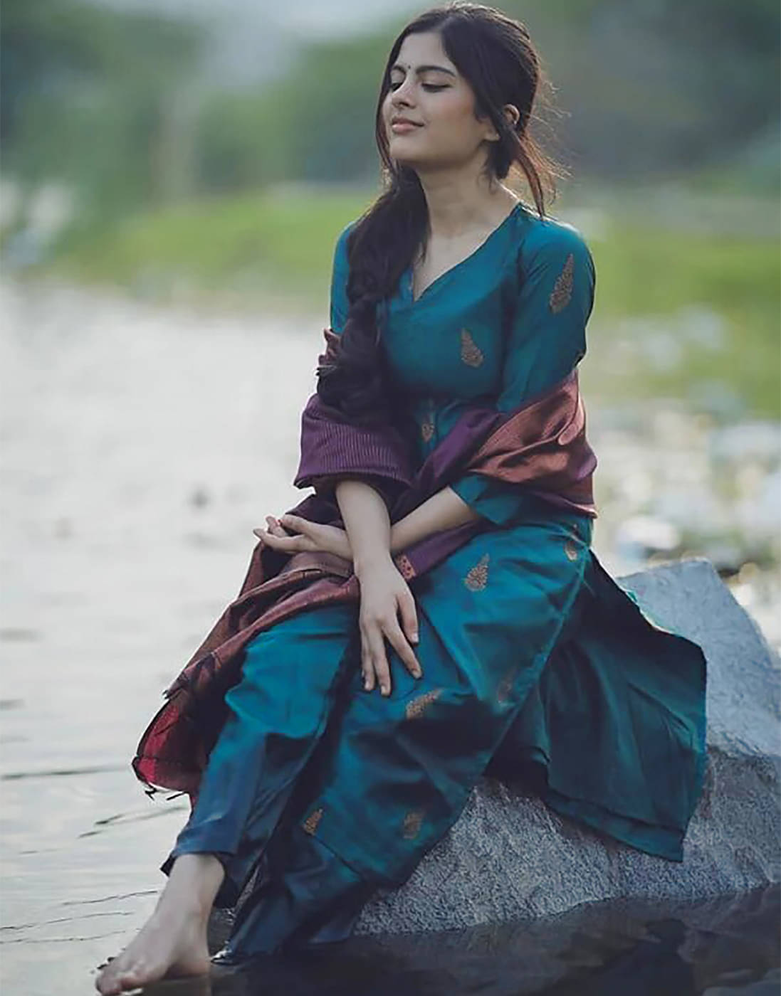 Trijal Fab Silk Blend Self Design Kurti With Pants Women's Stitched Salwar Suit - Green ( Pack of 1 ) Trijal Fab Silk Blend Self Design Kurti With Pants Women's Stitched Salwar Suit - Green ( Pack of 1 )