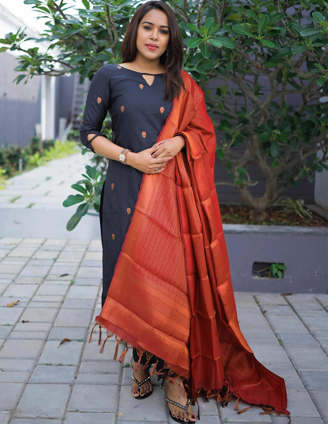 Trijal Fab Silk Blend Self Design Kurti With Pants Women's Stitched Salwar Suit - Black ( Pack of 1 ) Trijal Fab Silk Blend Self Design Kurti With Pants Women's Stitched Salwar Suit - Black ( Pack of 1 )