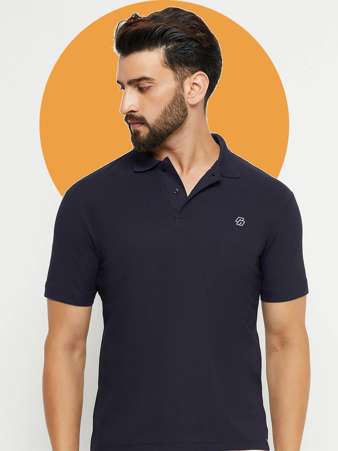     			renuovo Pack of 1 Cotton Blend Regular Fit Solid Half Sleeves Men's Polo T Shirt ( Navy Blue )