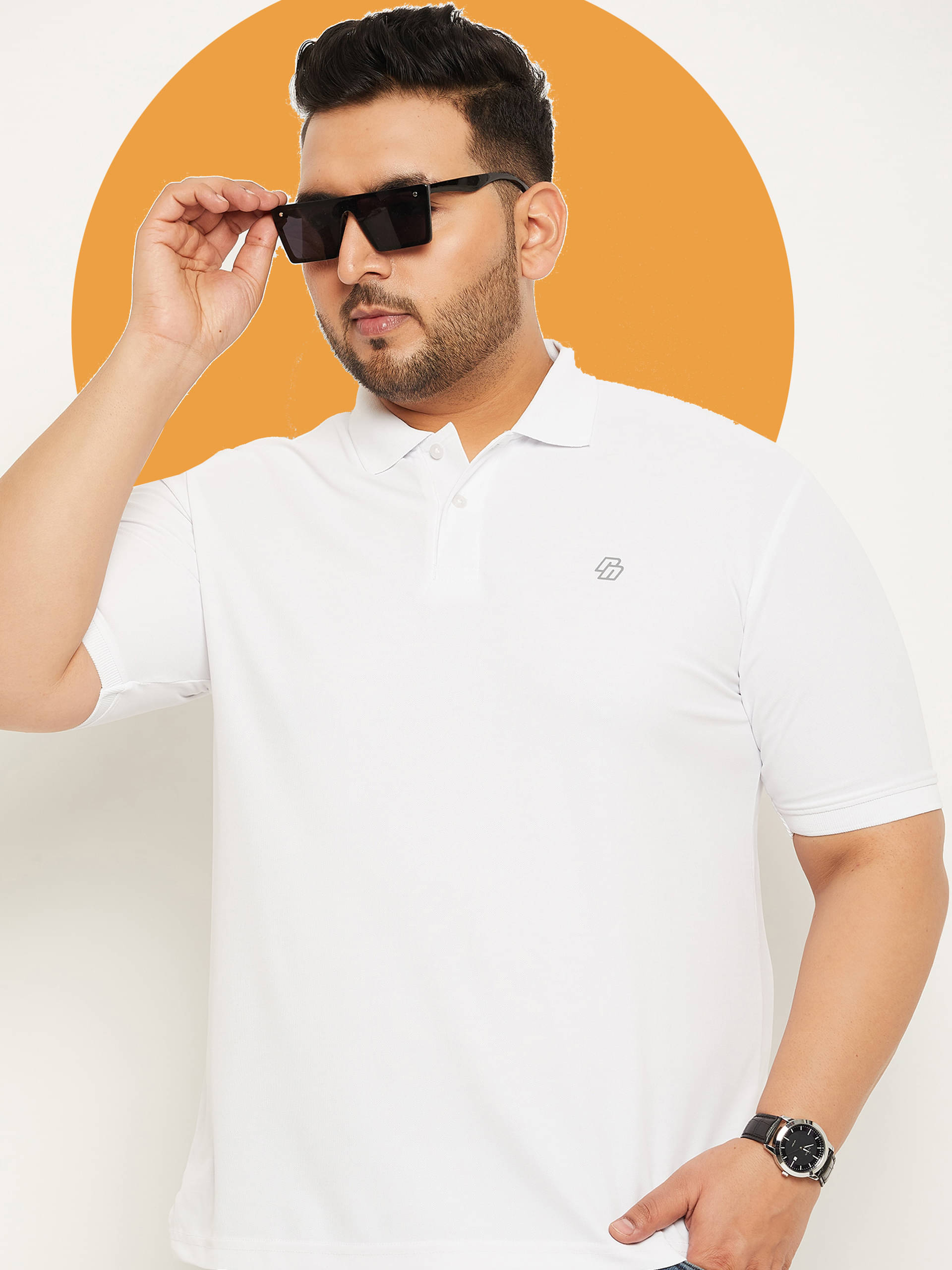     			renuovo Pack of 1 Cotton Blend Regular Fit Solid Half Sleeves Men's Polo T Shirt ( White )